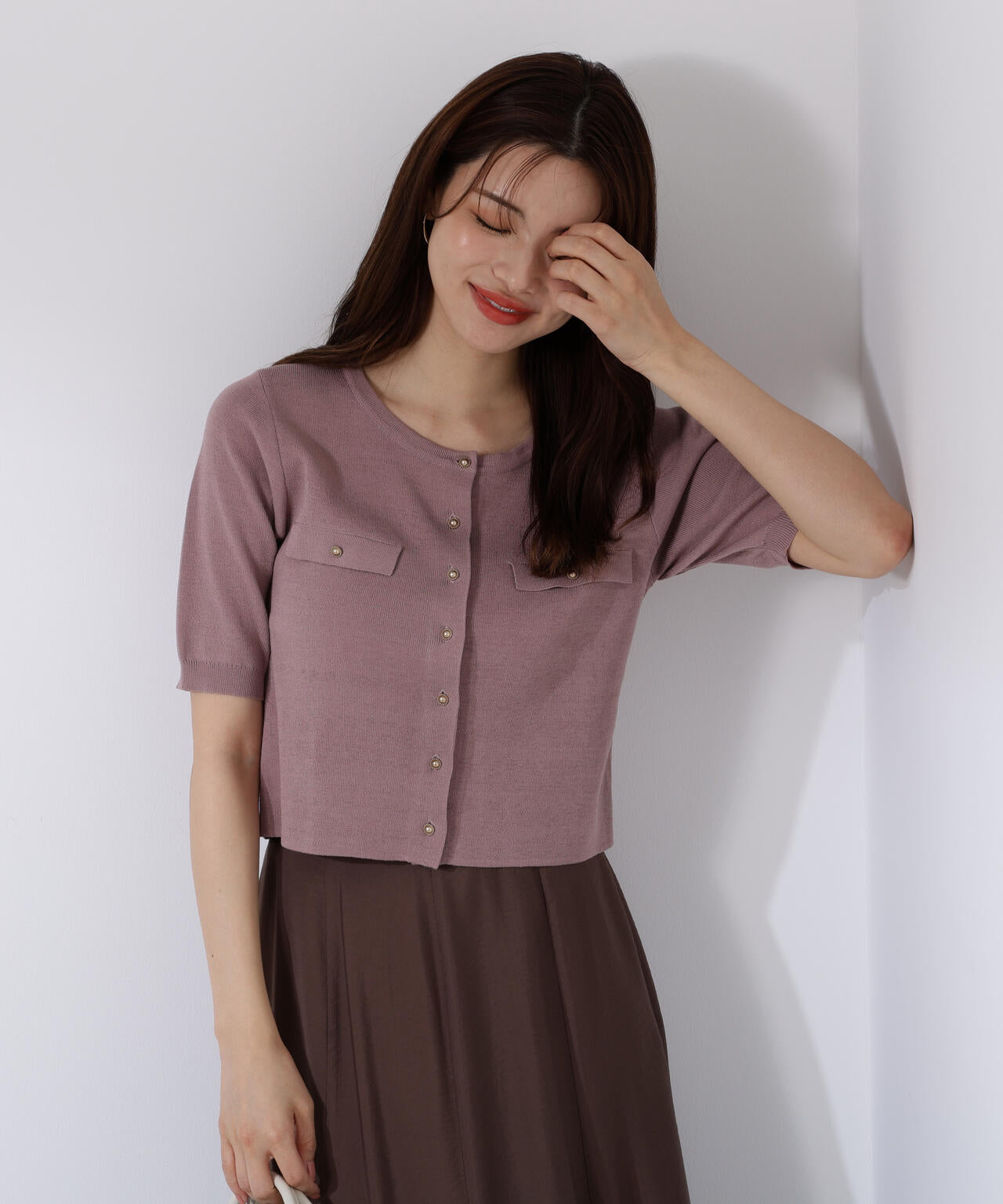 ショート半袖カーディガン