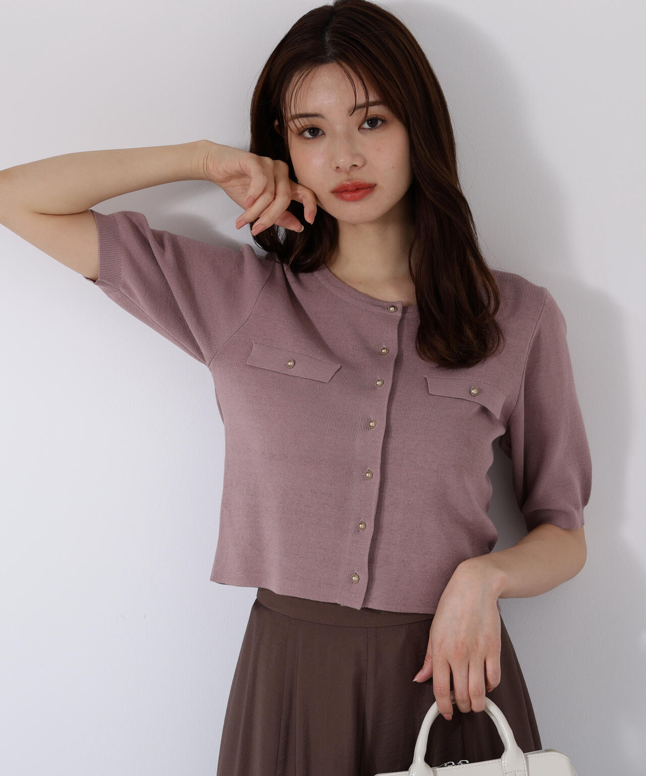 ショート半袖カーディガン