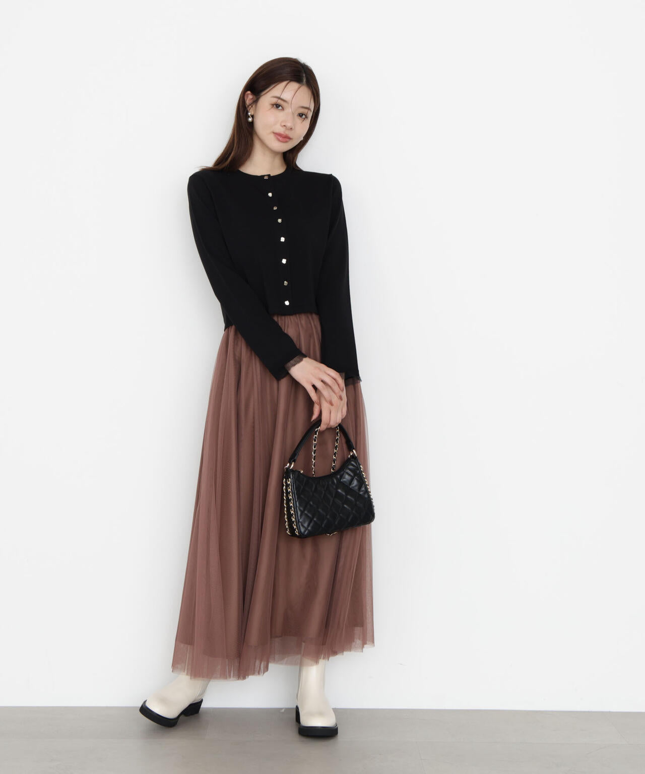 <ハンドウォッシャブル>ゴールド釦カーディガン