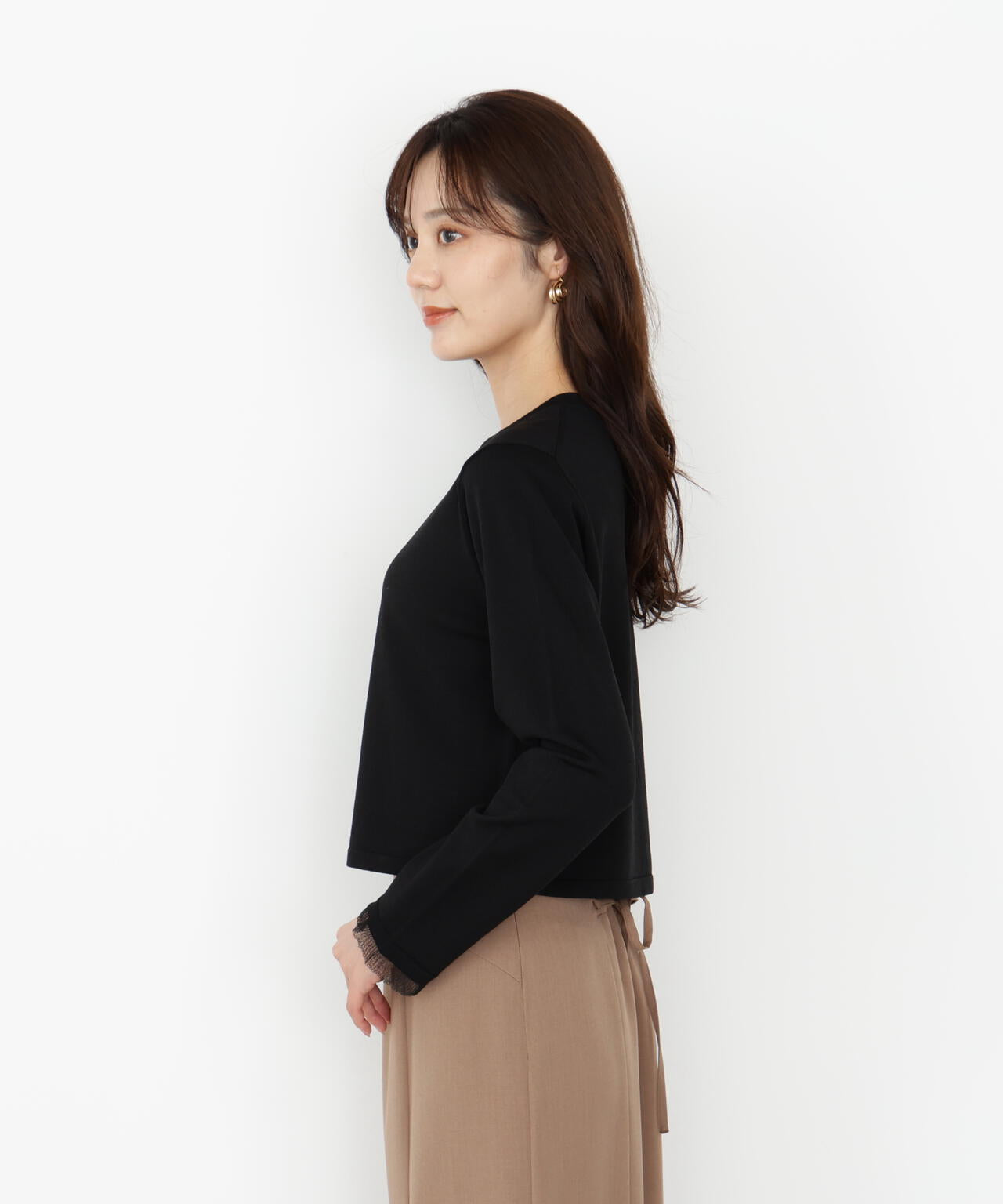 <ハンドウォッシャブル>ゴールド釦カーディガン