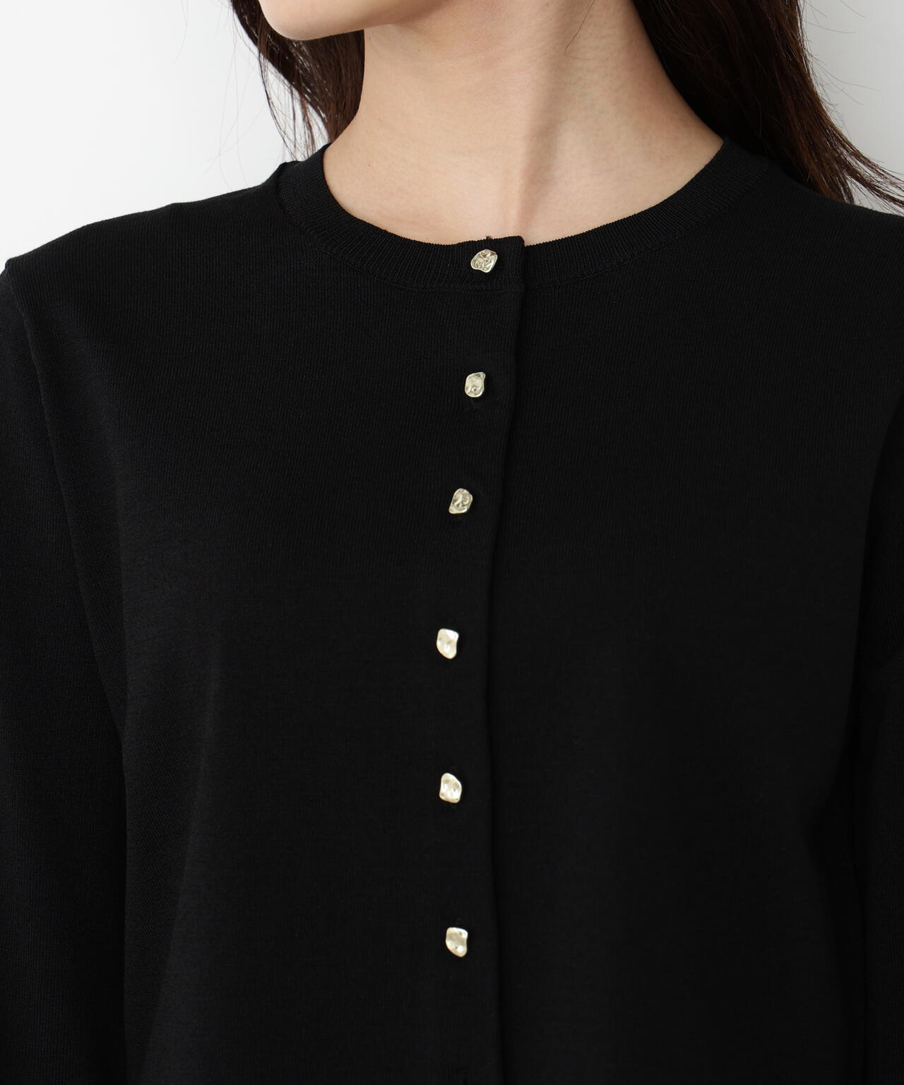 <ハンドウォッシャブル>ゴールド釦カーディガン