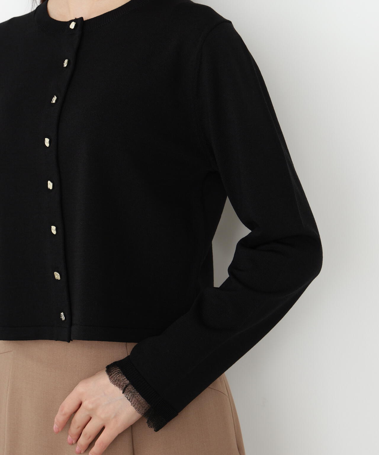 <ハンドウォッシャブル>ゴールド釦カーディガン
