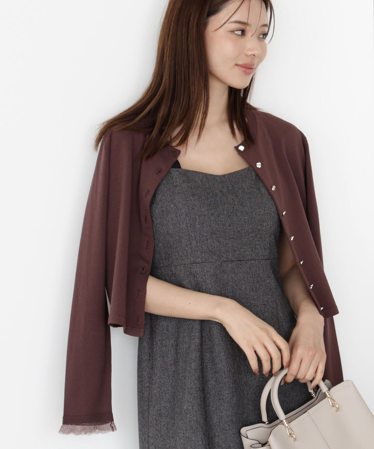 <ハンドウォッシャブル>ゴールド釦カーディガン