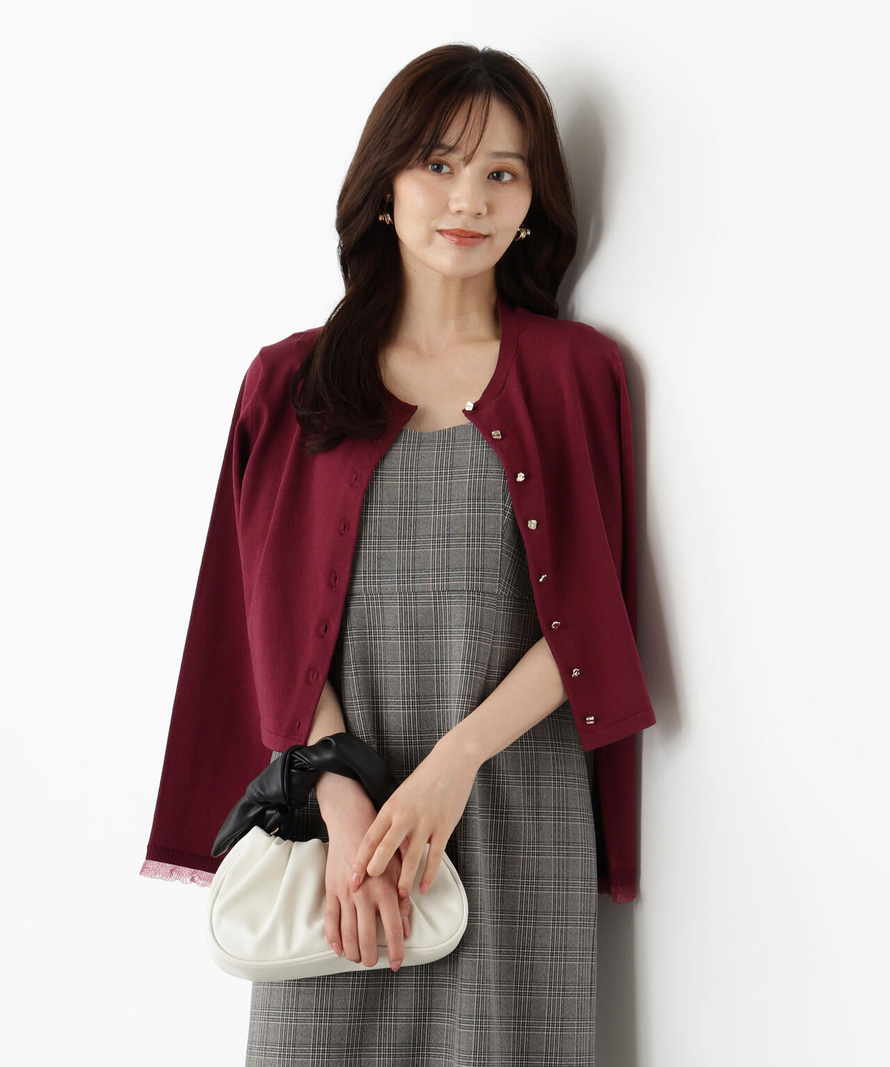 <ハンドウォッシャブル>ゴールド釦カーディガン