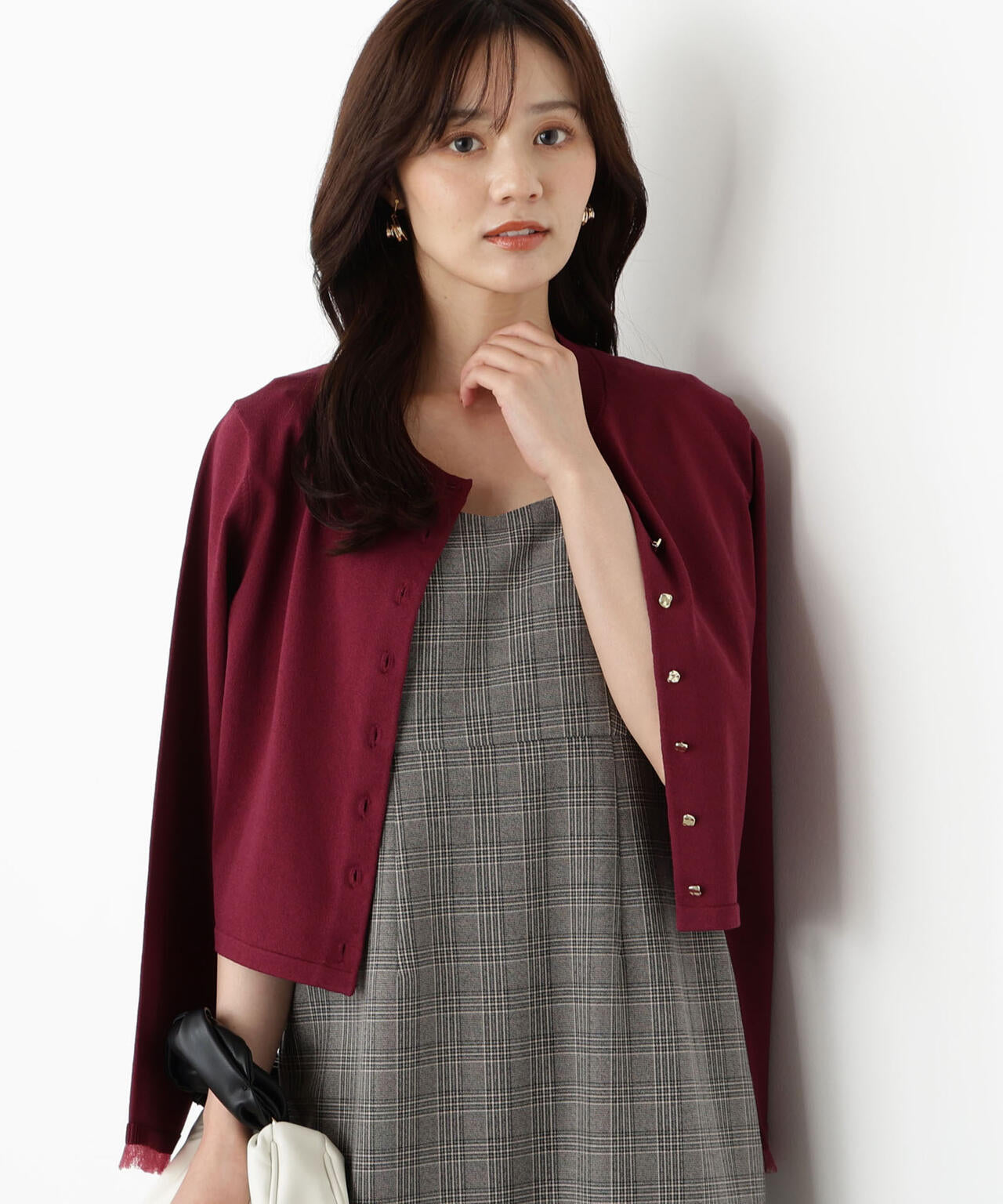 <ハンドウォッシャブル>ゴールド釦カーディガン