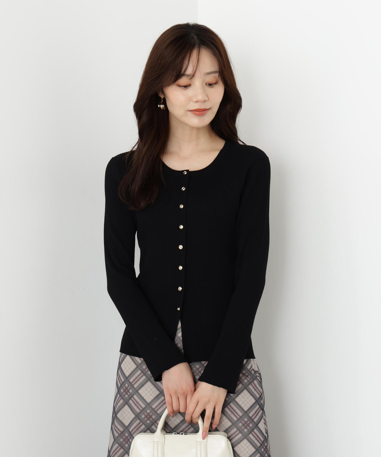フロント釦カーディガン