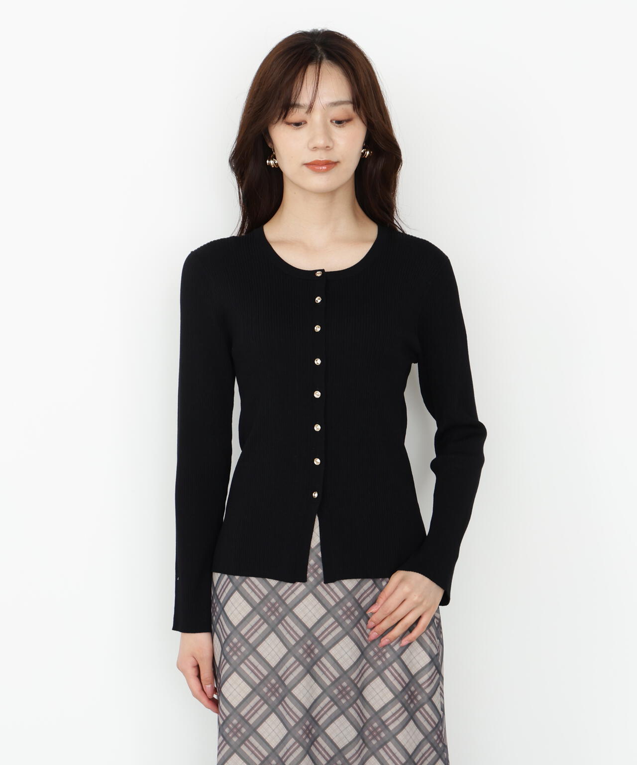 フロント釦カーディガン