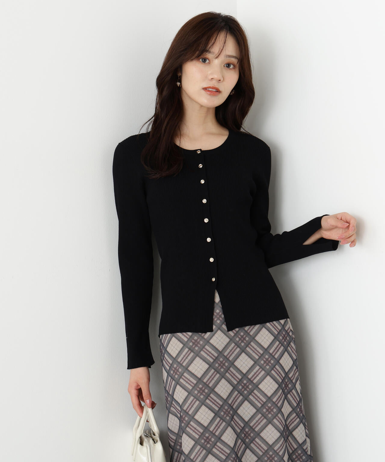 フロント釦カーディガン