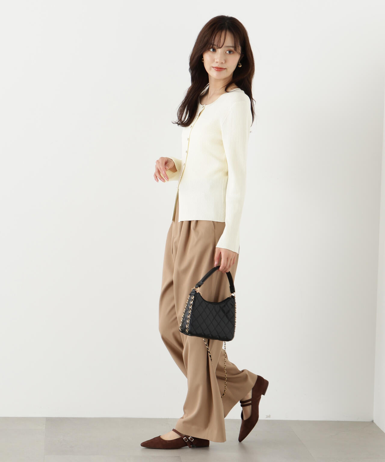 フロント釦カーディガン