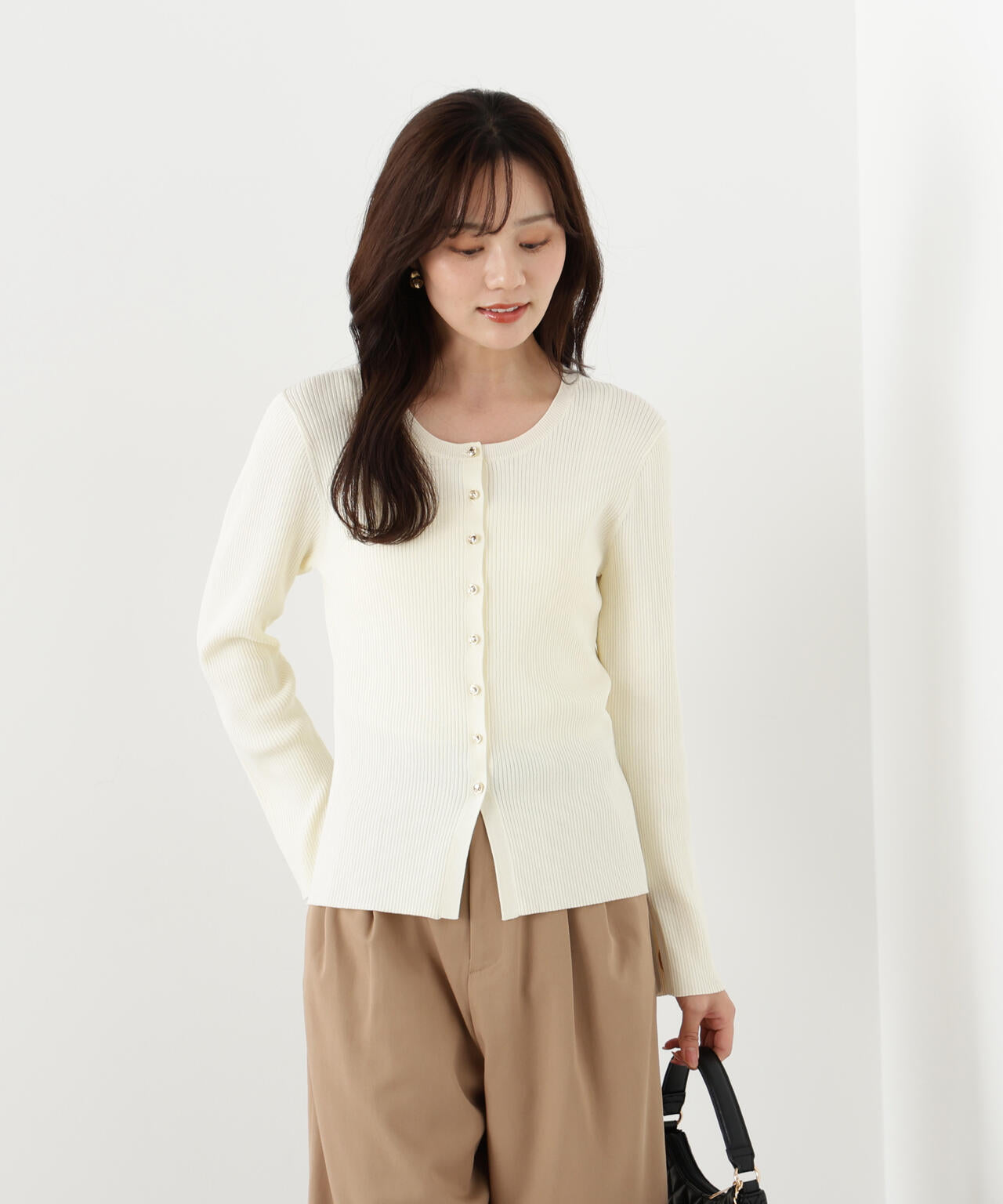 フロント釦カーディガン
