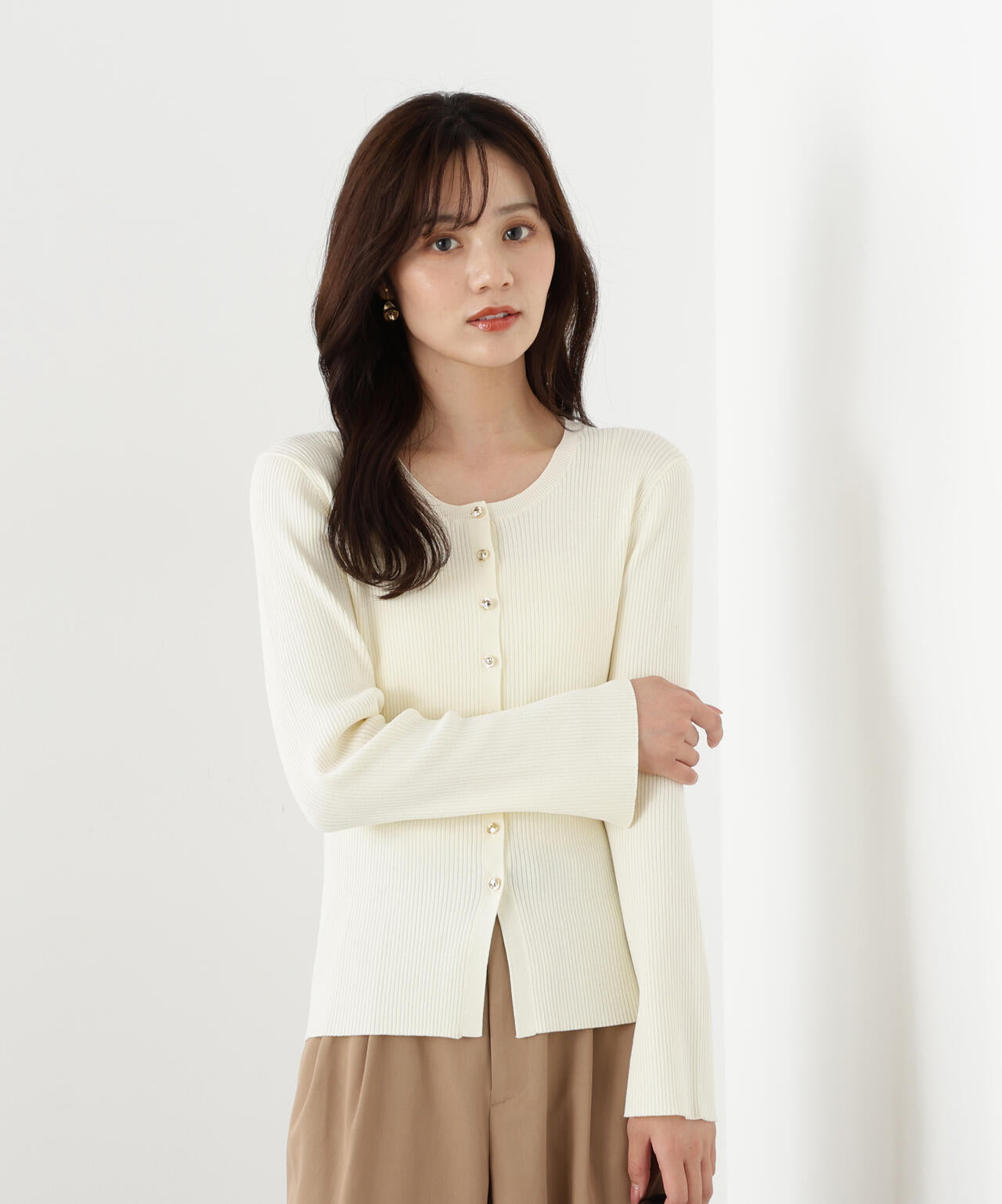 フロント釦カーディガン