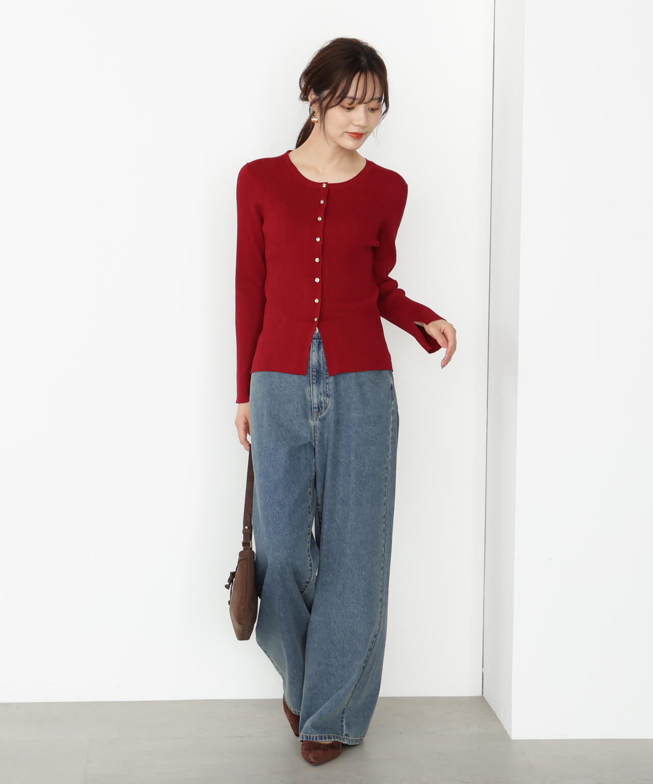 フロント釦カーディガン