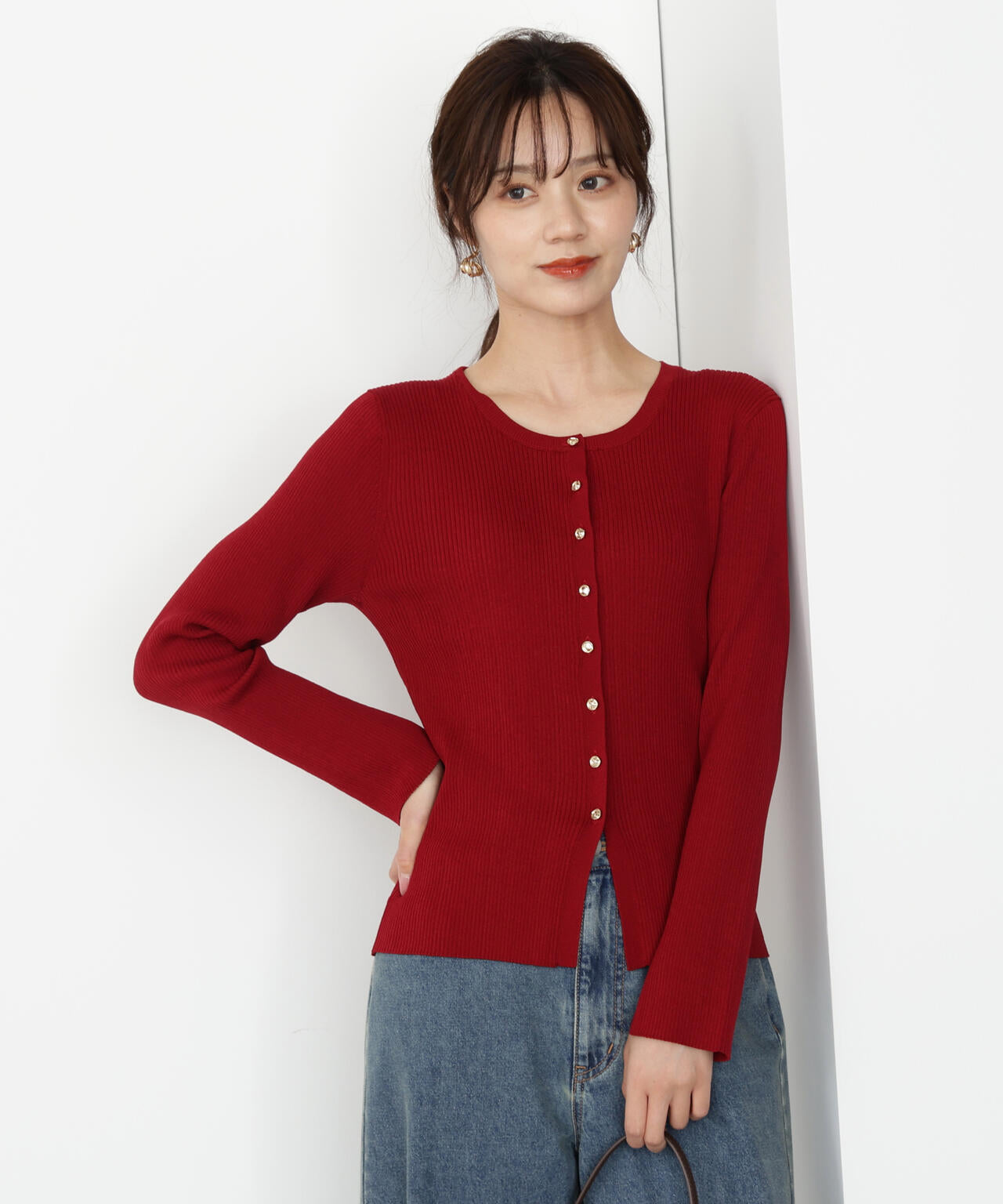 フロント釦カーディガン