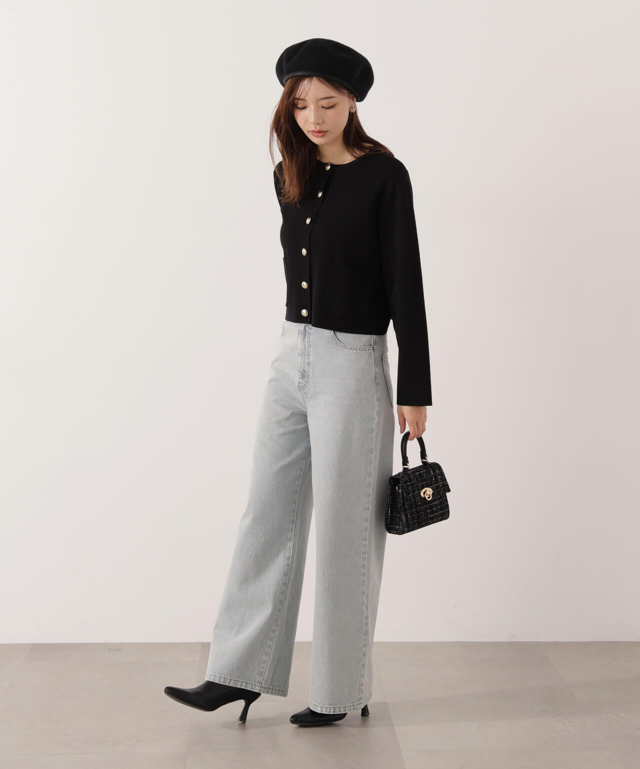 【青島心さん着用】<ハンドウォッシャブル>シルク混ニットカーディガン