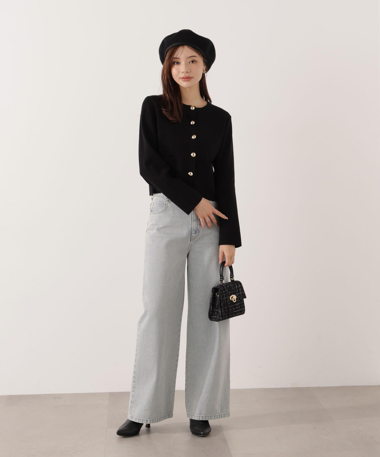 【青島心さん着用】<ハンドウォッシャブル>シルク混ニットカーディガン