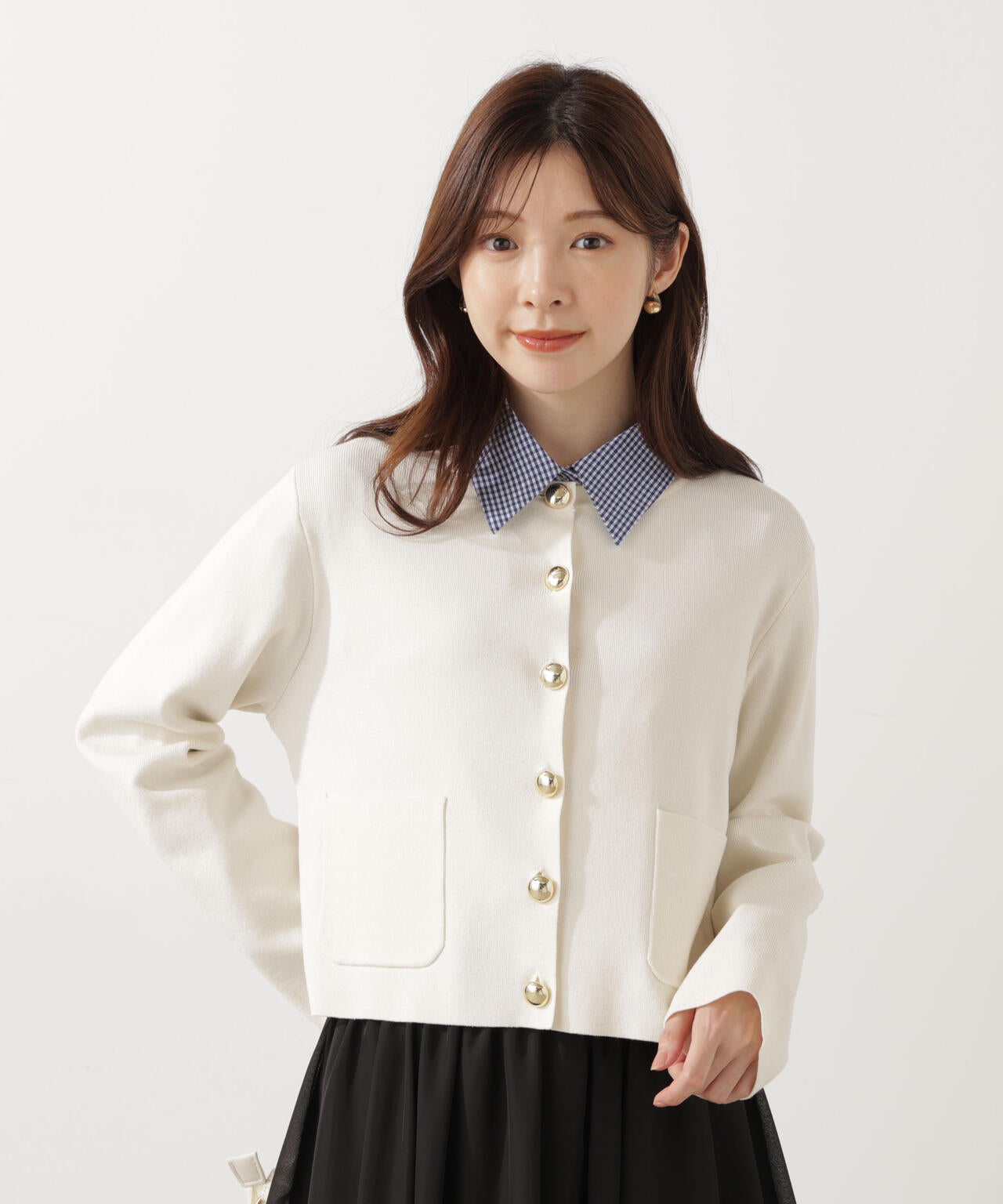 【青島心さん着用】<ハンドウォッシャブル>シルク混ニットカーディガン