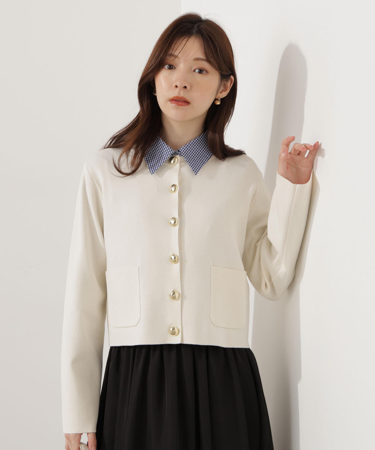 【青島心さん着用】<ハンドウォッシャブル>シルク混ニットカーディガン