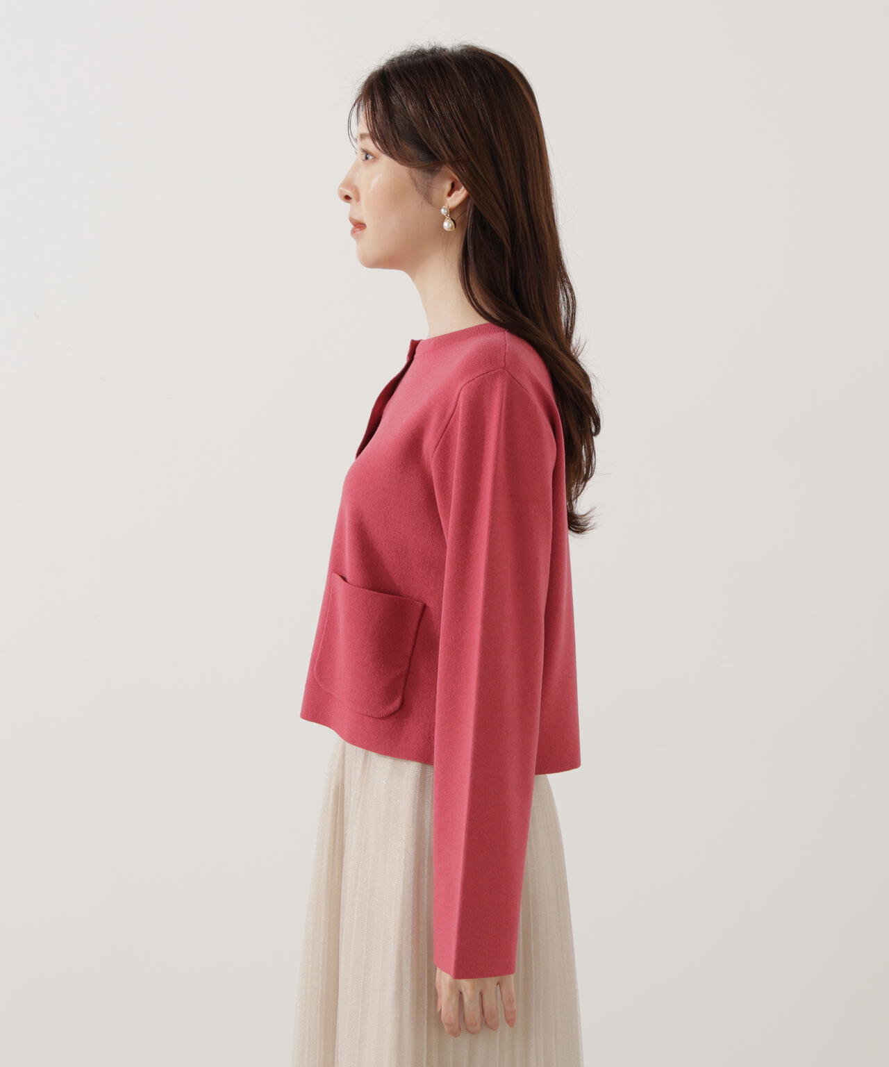 【青島心さん着用】<ハンドウォッシャブル>シルク混ニットカーディガン