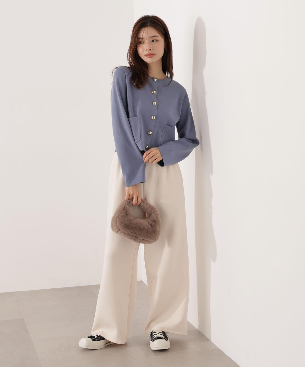 【青島心さん着用】<ハンドウォッシャブル>シルク混ニットカーディガン