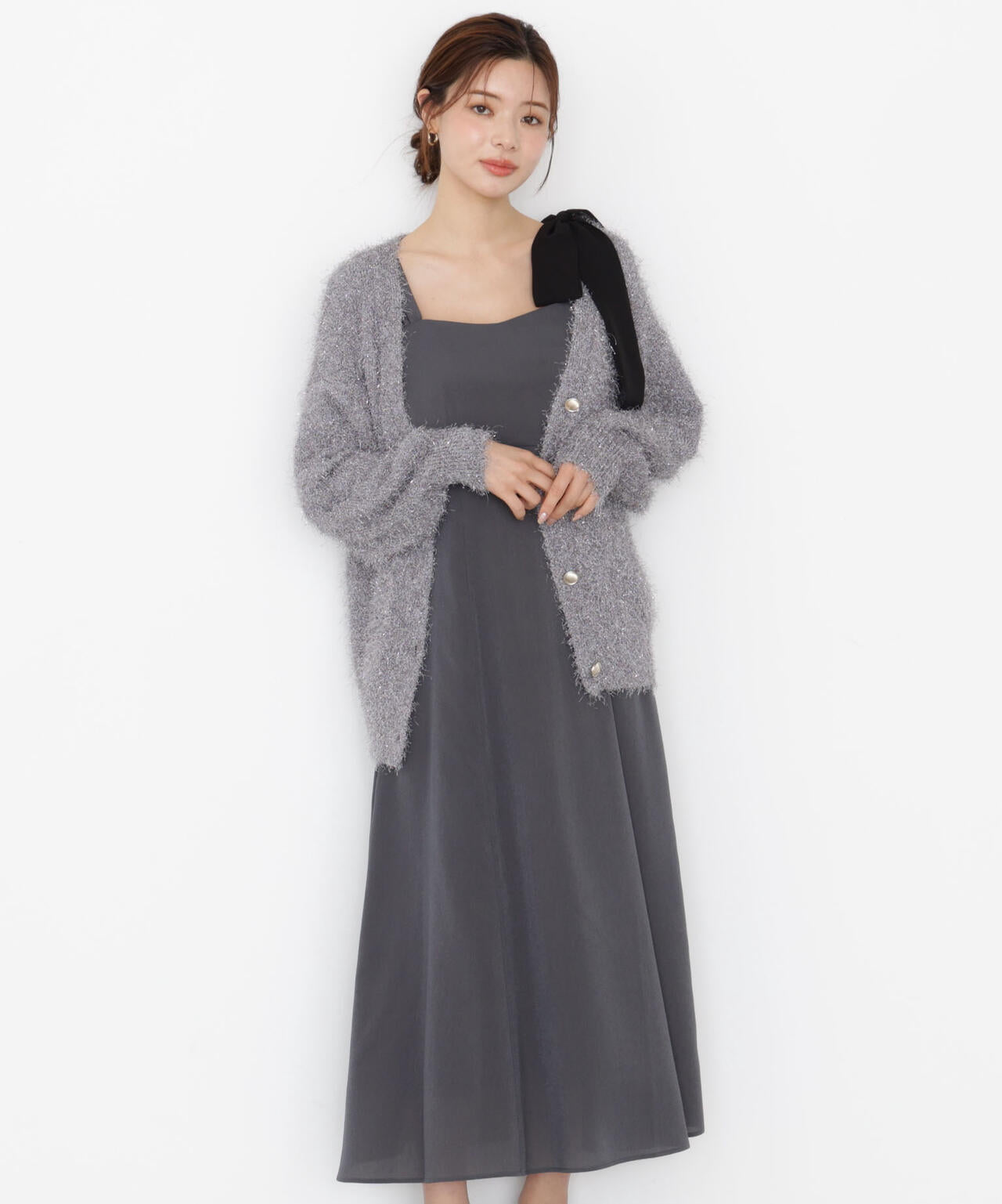 《EDIT COLOGNE》ラメフェザーカーディガン