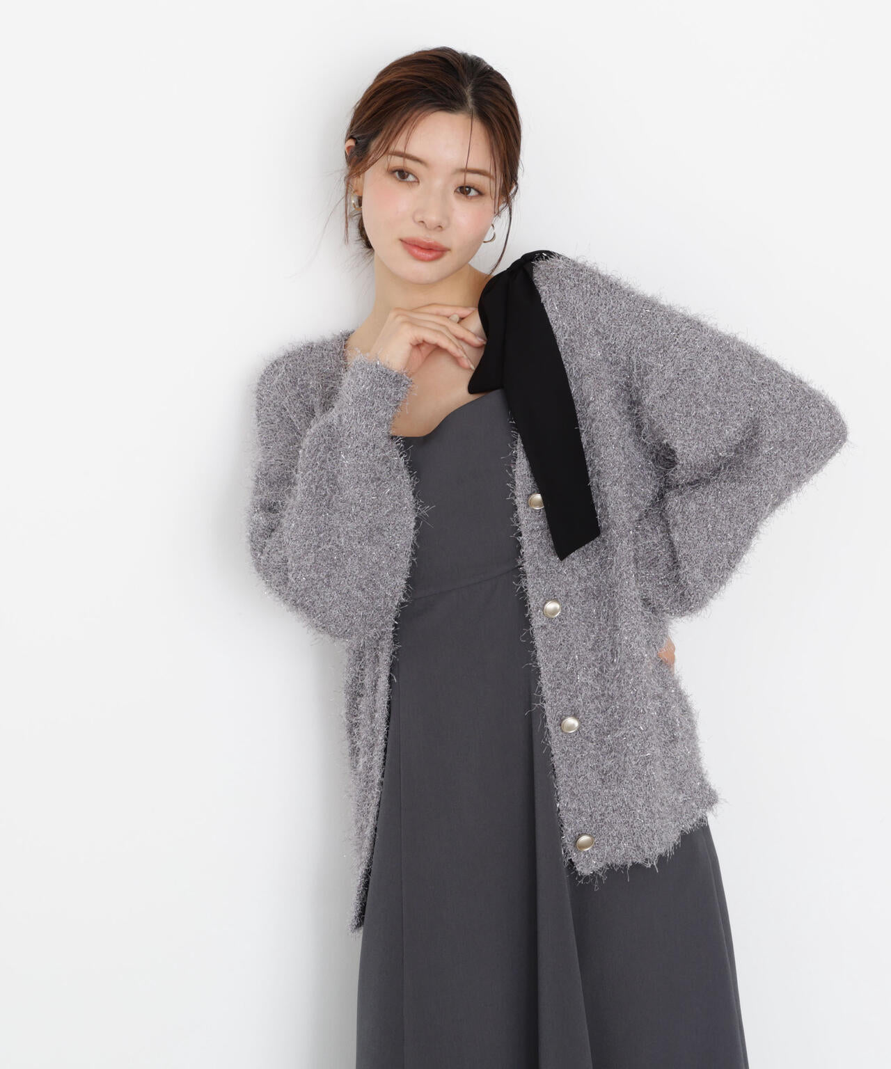 《EDIT COLOGNE》ラメフェザーカーディガン