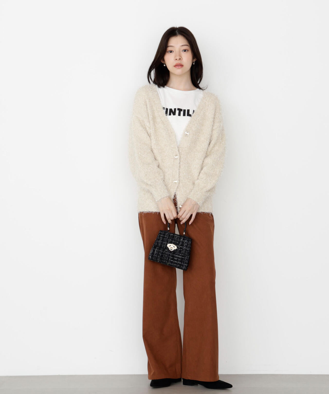 《EDIT COLOGNE》ラメフェザーカーディガン