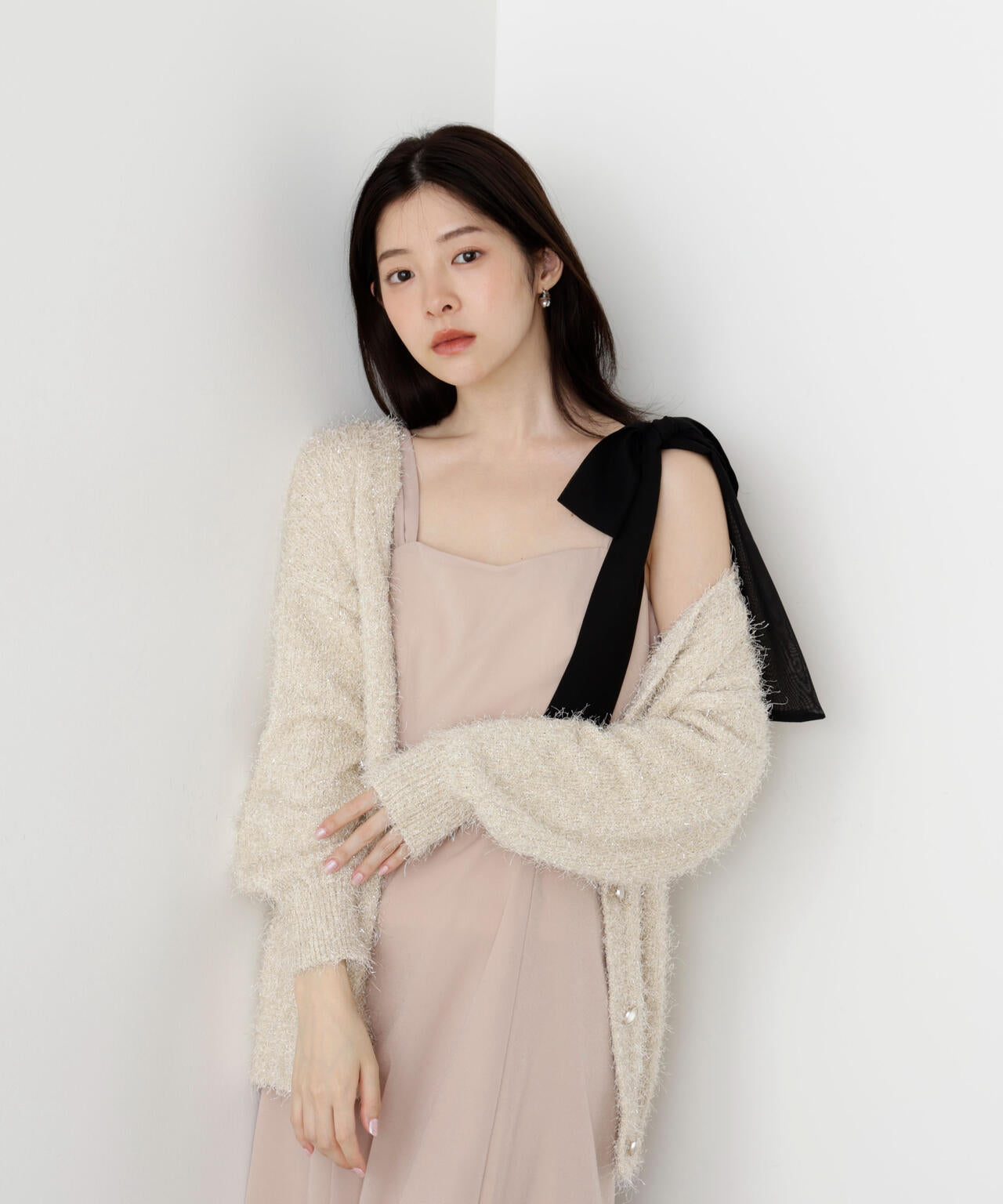 《EDIT COLOGNE》ラメフェザーカーディガン