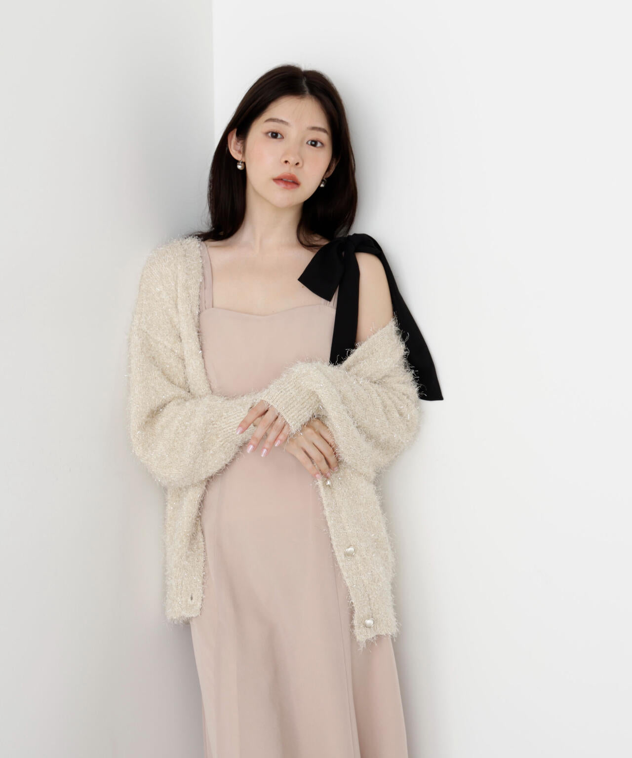 《EDIT COLOGNE》ラメフェザーカーディガン