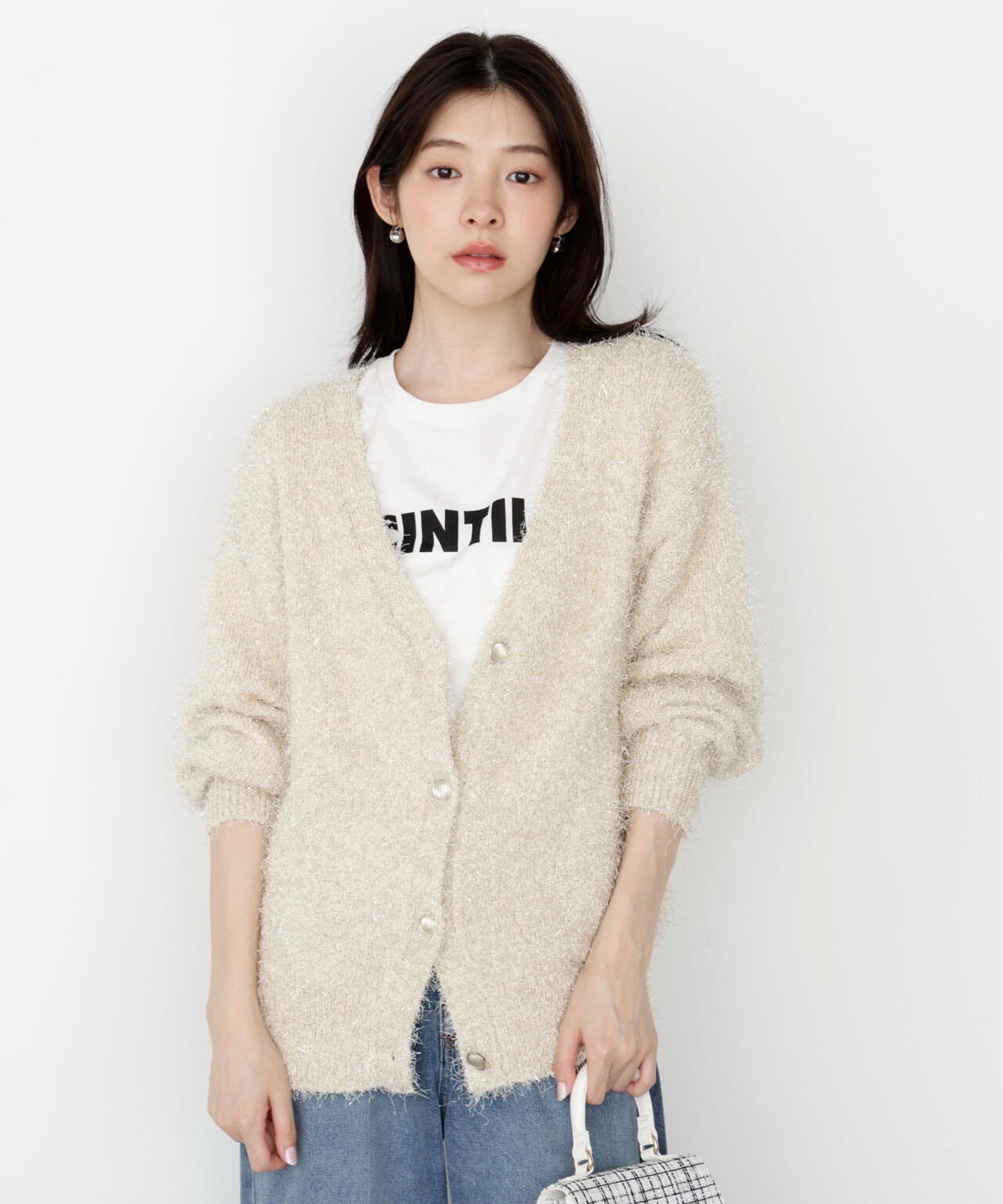 《EDIT COLOGNE》ラメフェザーカーディガン