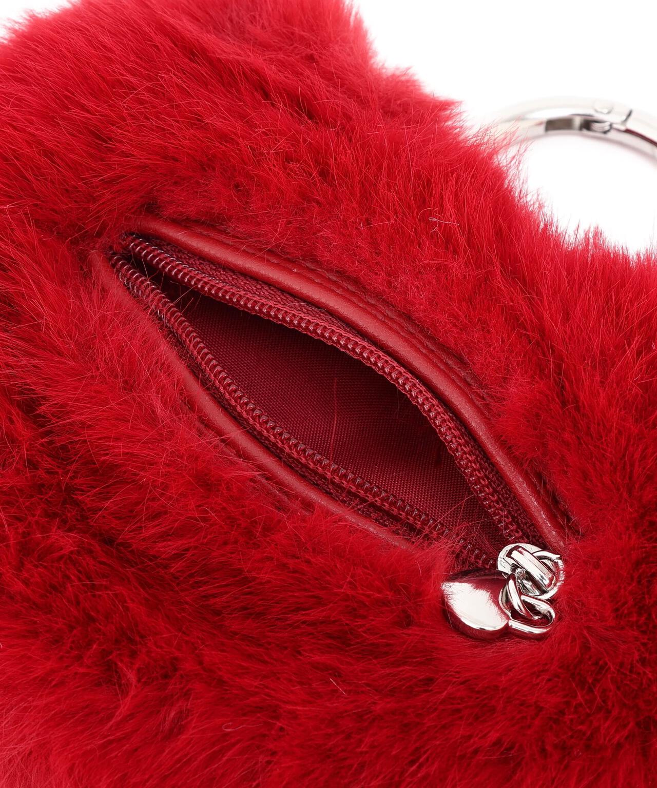 フェイクファーハートチャーム