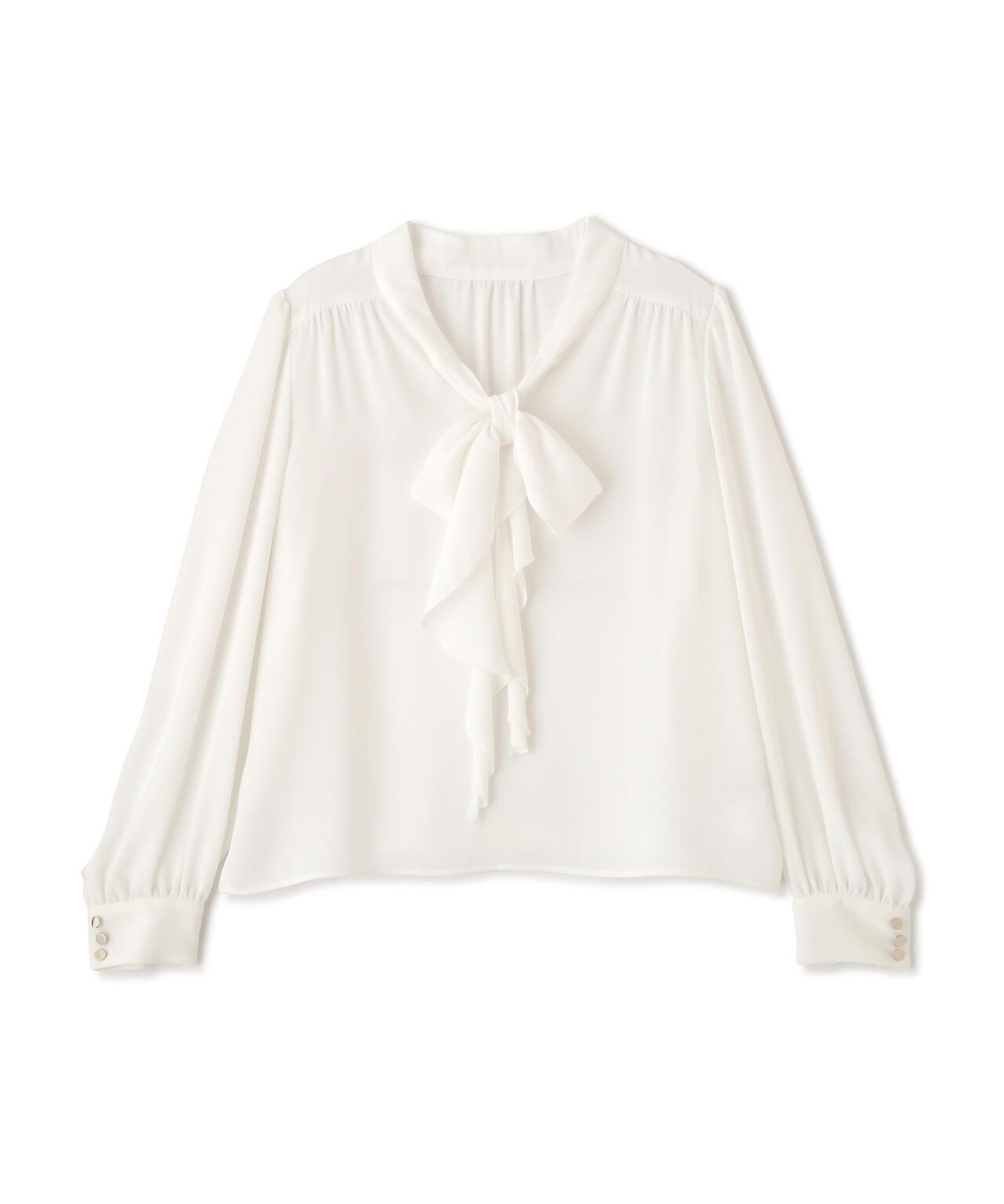 <ウォッシャブル>ラッフルリボンブラウス
