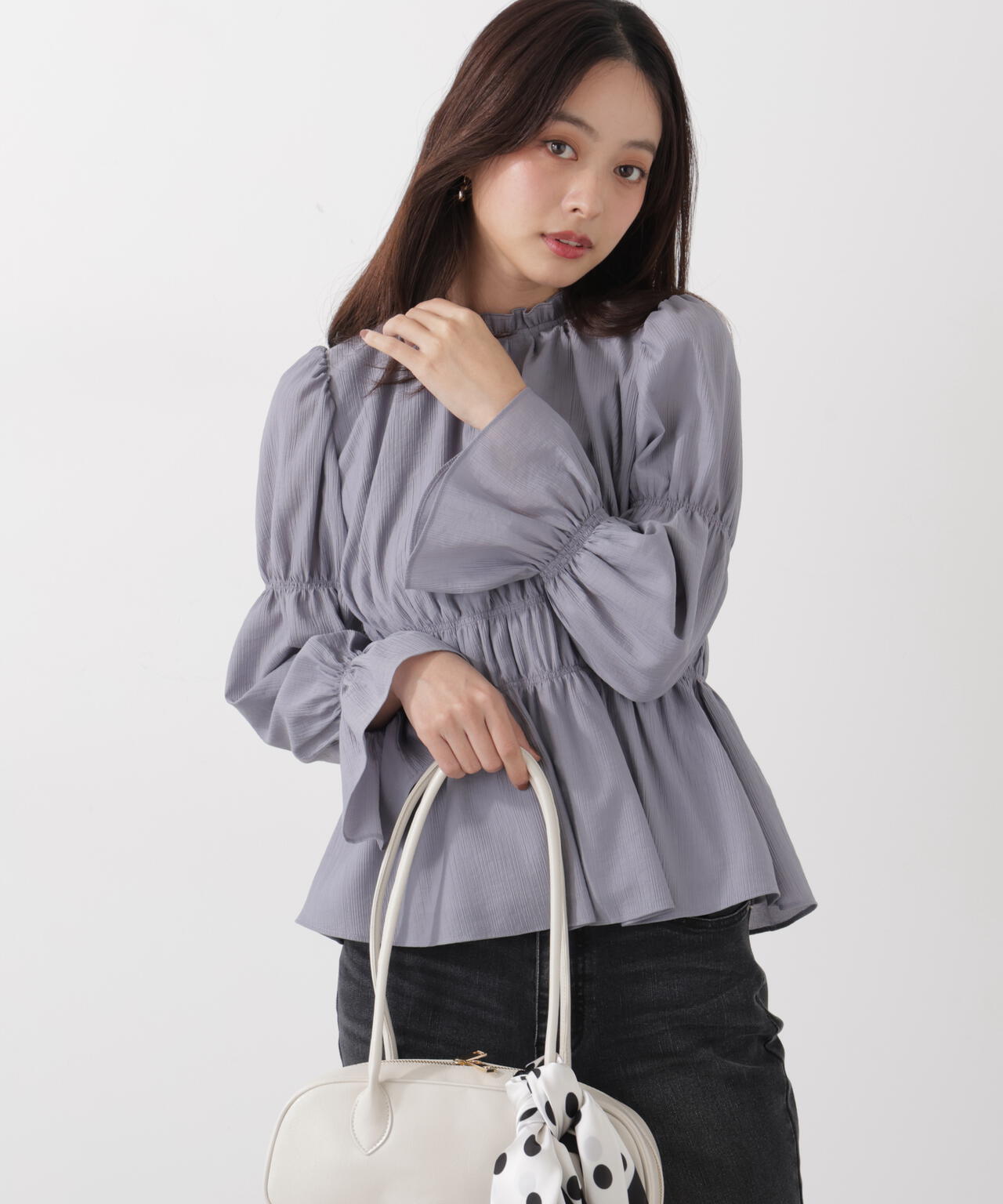 ウエストシャーリングブラウス