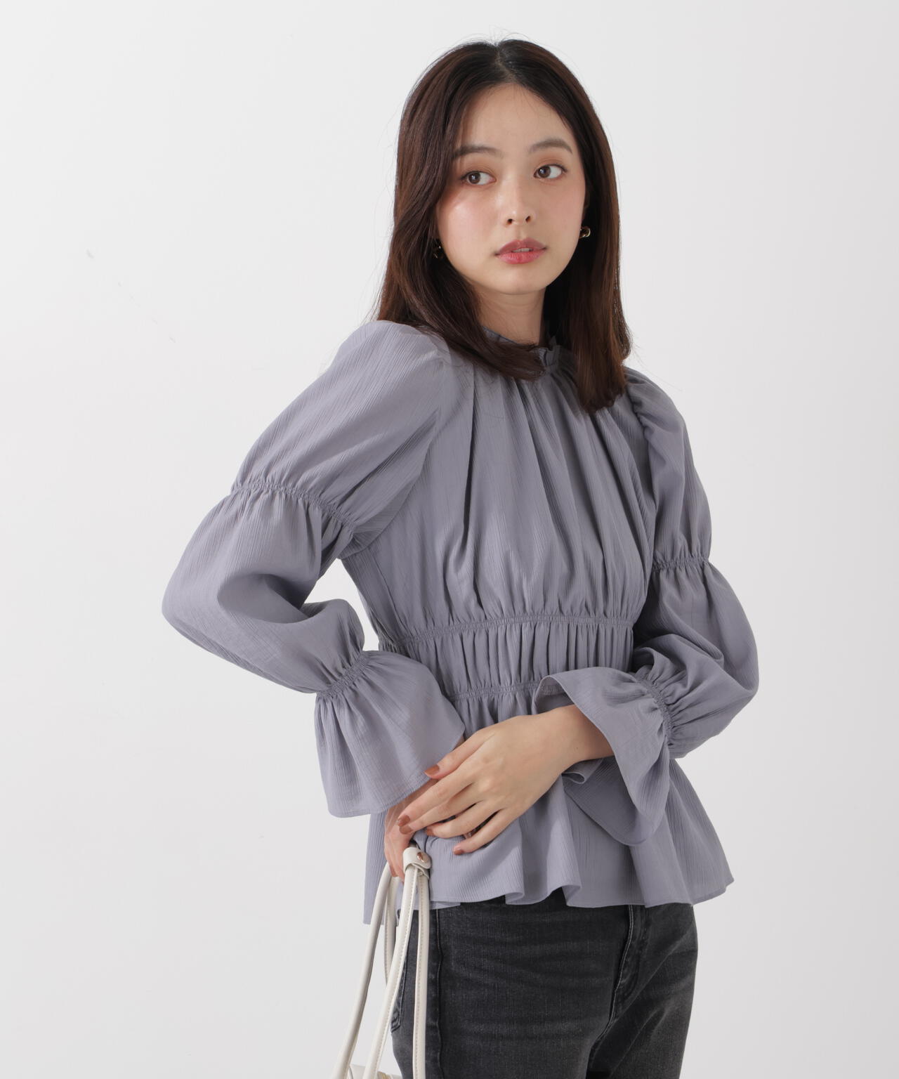 ウエストシャーリングブラウス