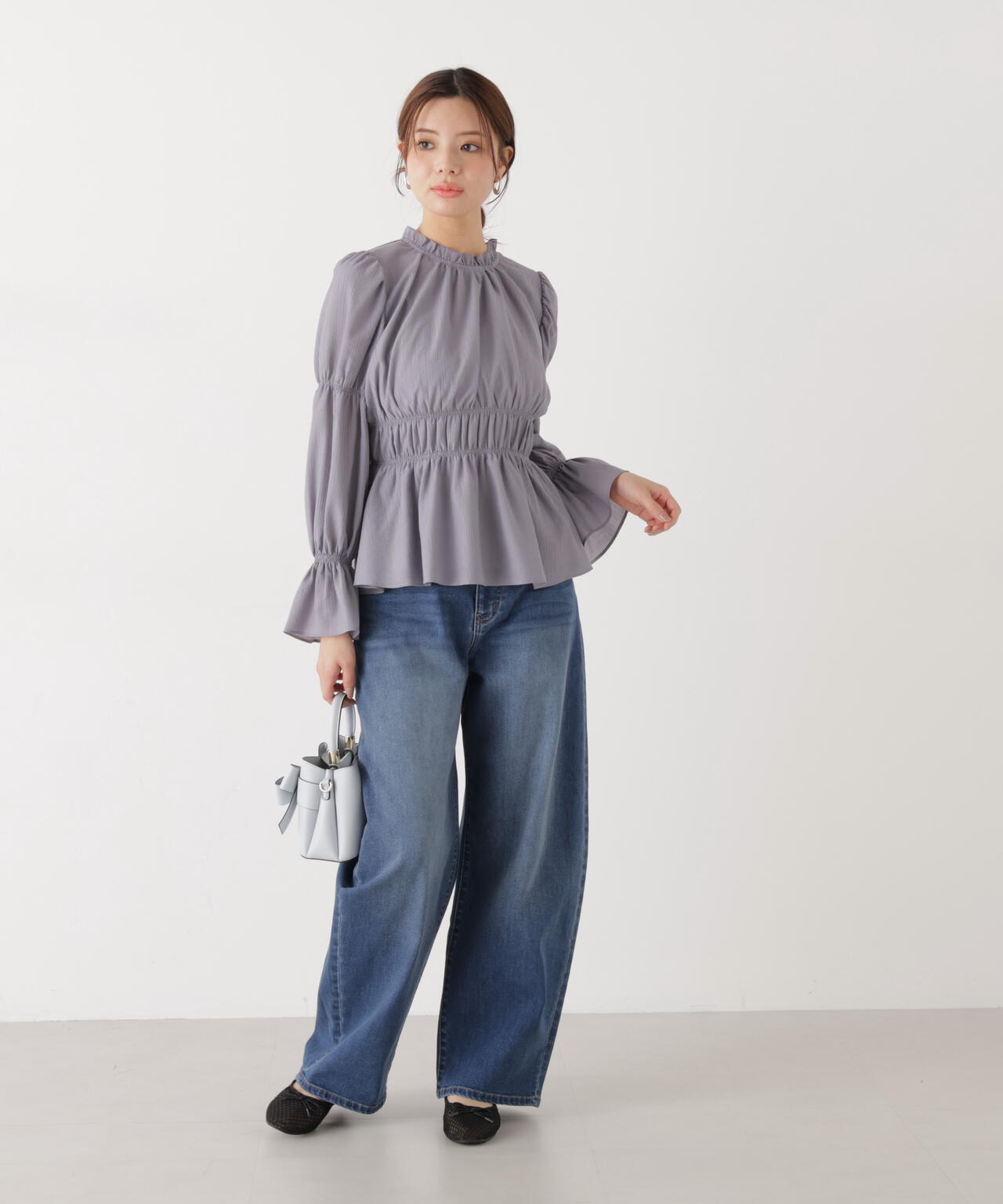 ウエストシャーリングブラウス