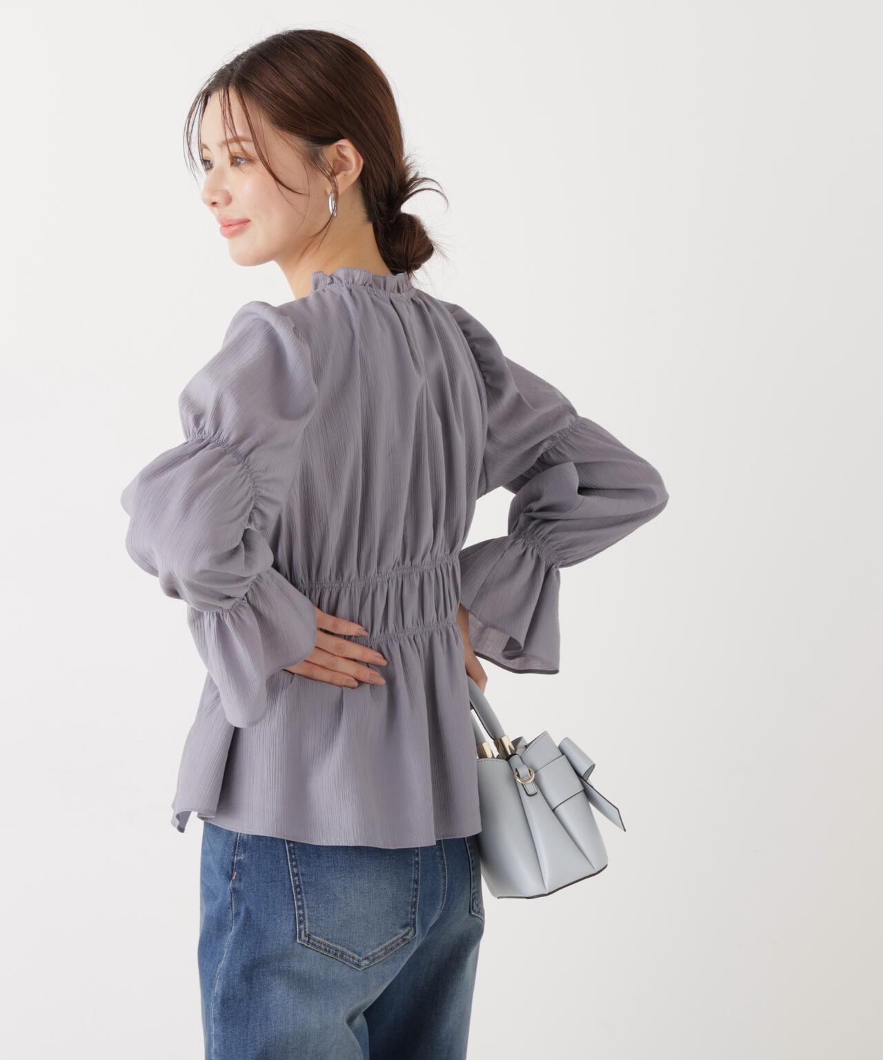 ウエストシャーリングブラウス