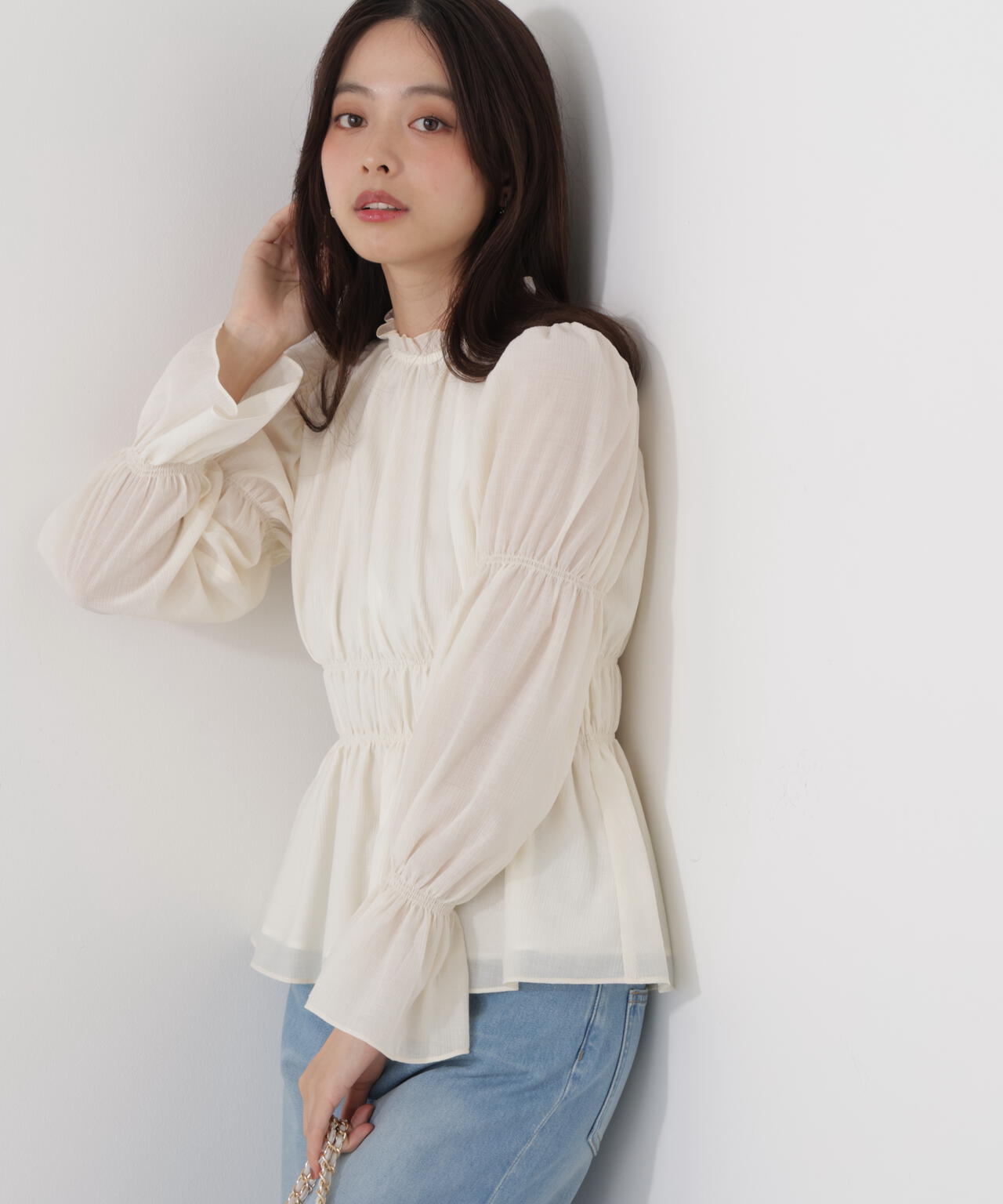 ウエストシャーリングブラウス