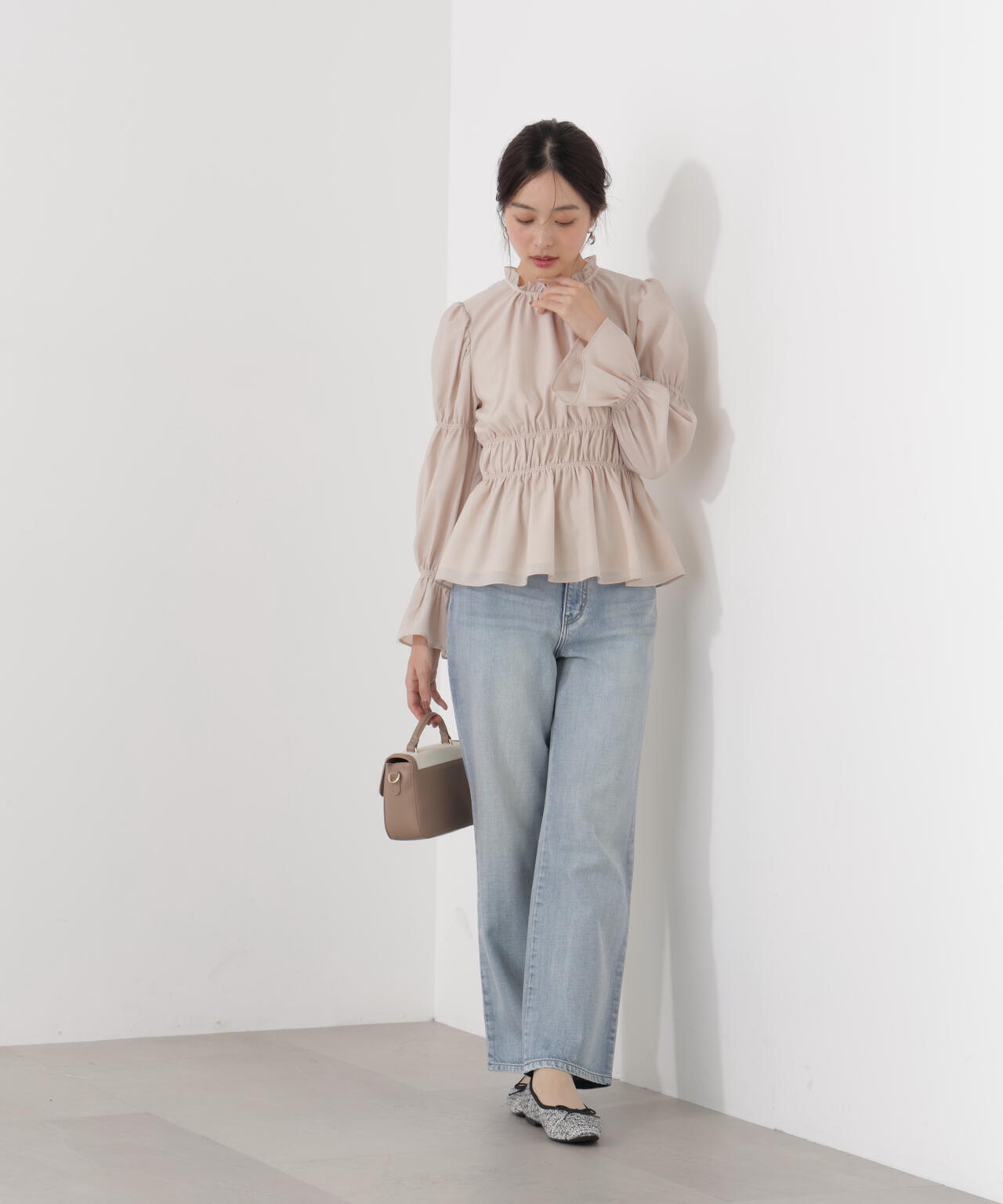 ウエストシャーリングブラウス