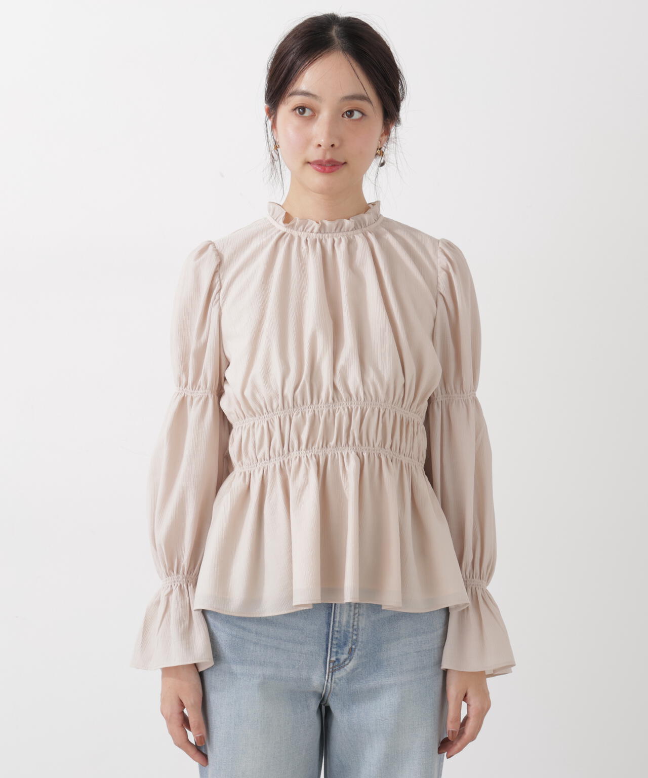 ウエストシャーリングブラウス
