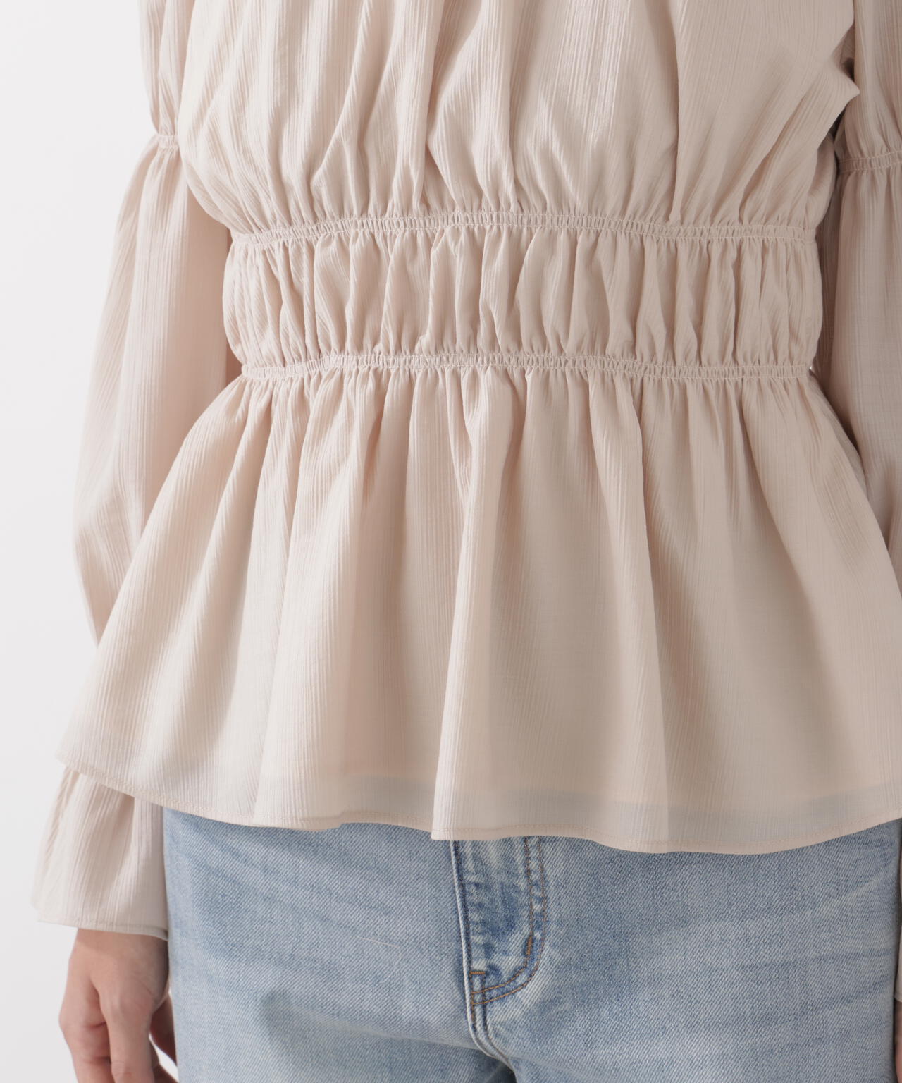 ウエストシャーリングブラウス