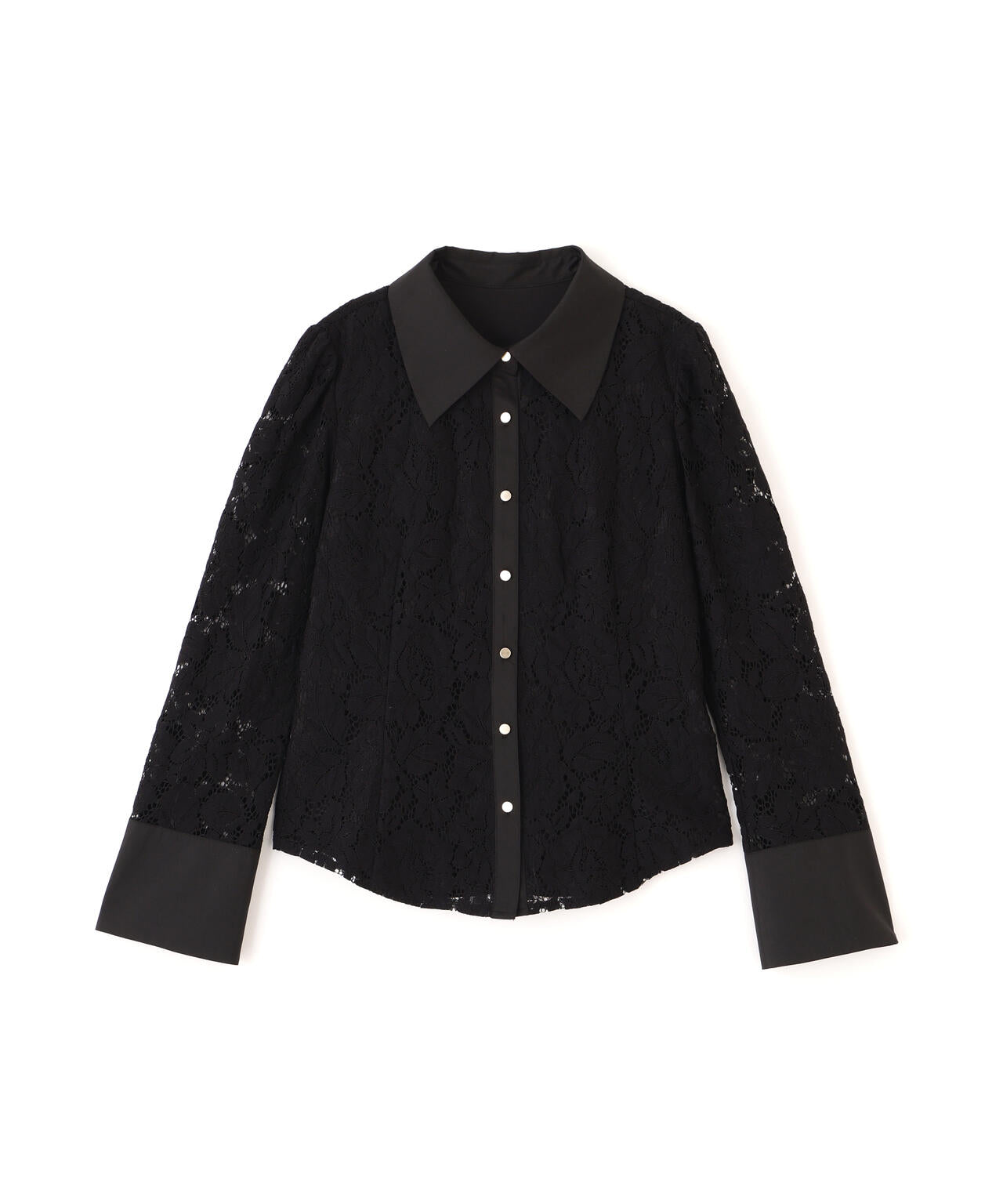 <ウォッシャブル>ビッグ衿レースブラウス