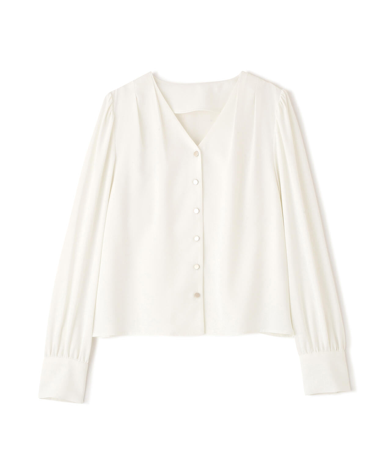 【6/5~6/7 オンライン限定2buy10%OFF対象】<ウォッシャブル>キラ釦タックブラウス
