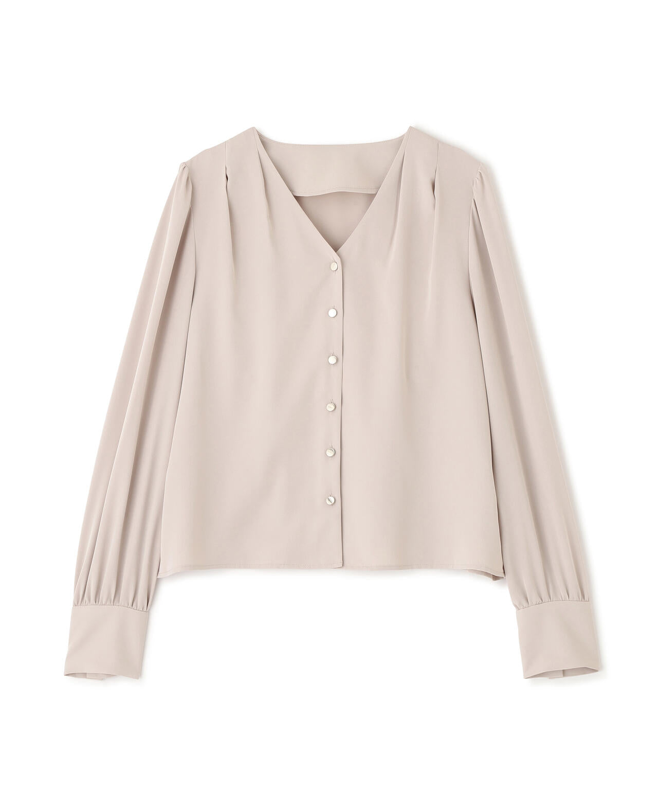<ウォッシャブル>キラ釦タックブラウス