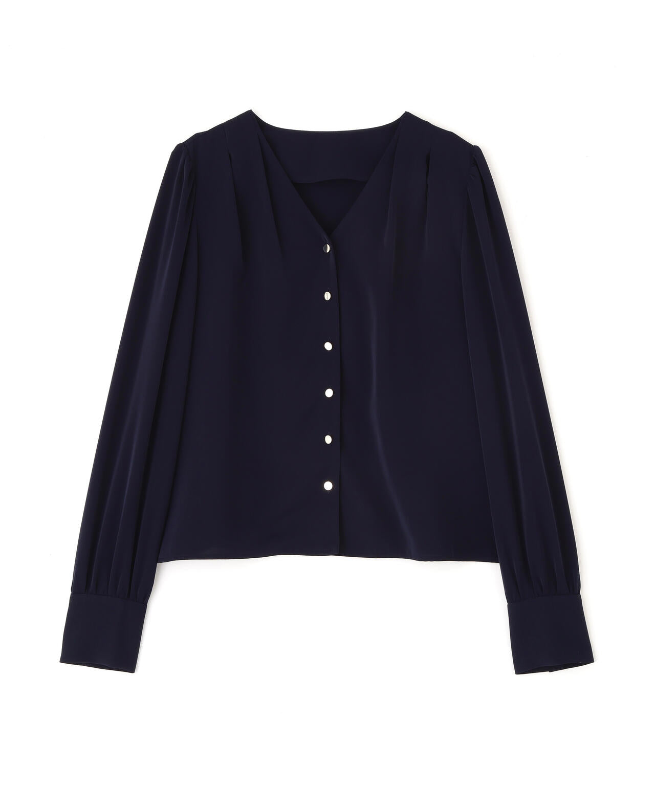 【6/5~6/7 オンライン限定2buy10%OFF対象】<ウォッシャブル>キラ釦タックブラウス