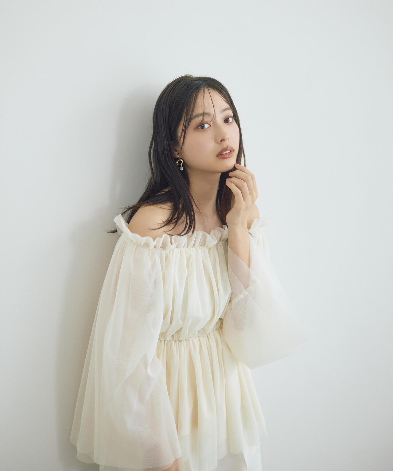 チュールスリーブフレアブラウス