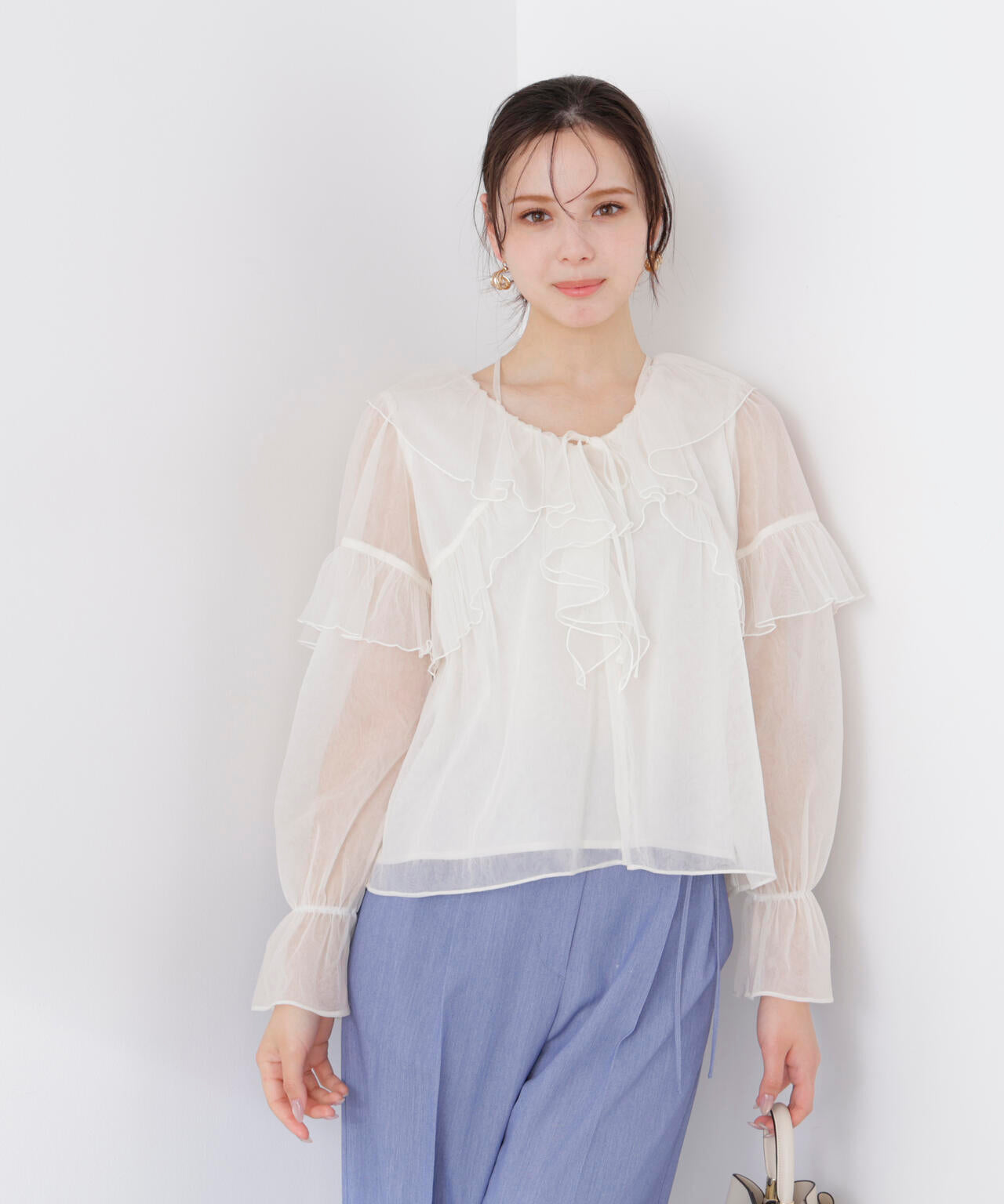 チュールラッフルブラウス【WEB・一部店舗限定】