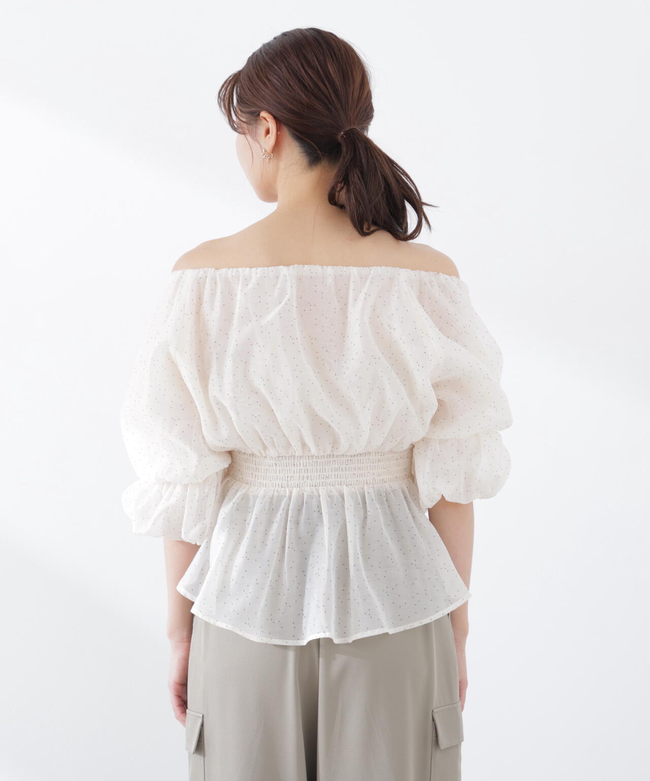 <加藤栞さん着用>2wayオフショルフィッシュテールブラウス