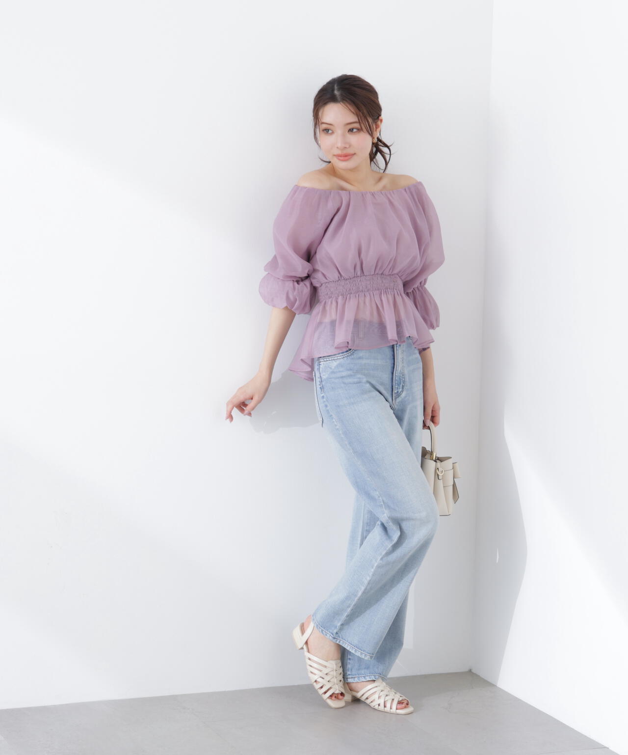 <加藤栞さん着用>2wayオフショルフィッシュテールブラウス
