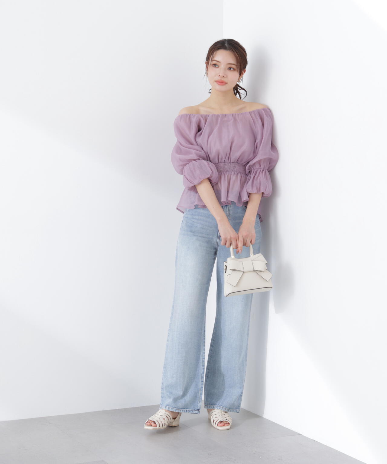 <加藤栞さん着用>2wayオフショルフィッシュテールブラウス