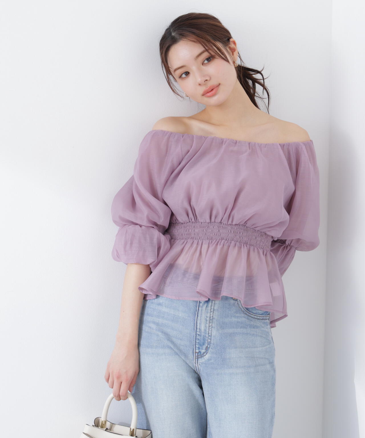 <加藤栞さん着用>2wayオフショルフィッシュテールブラウス