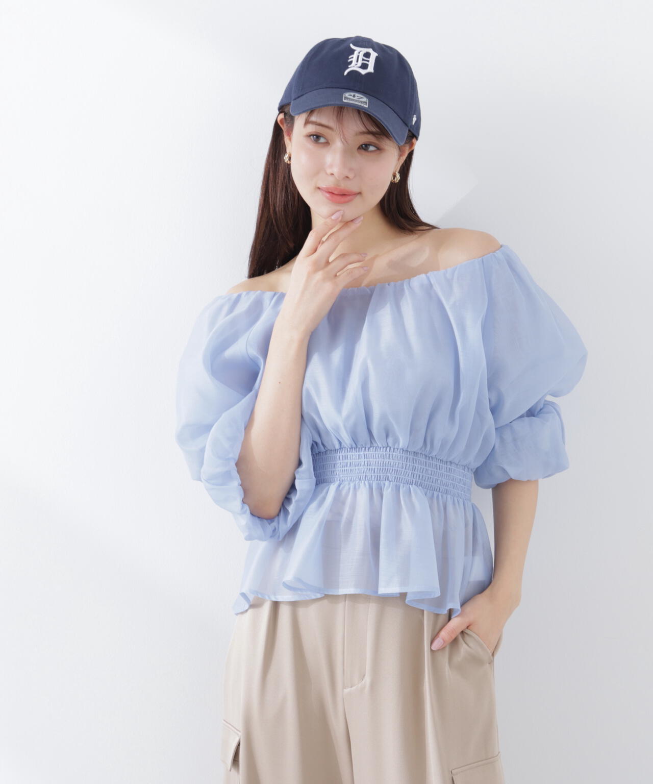 <加藤栞さん着用>2wayオフショルフィッシュテールブラウス